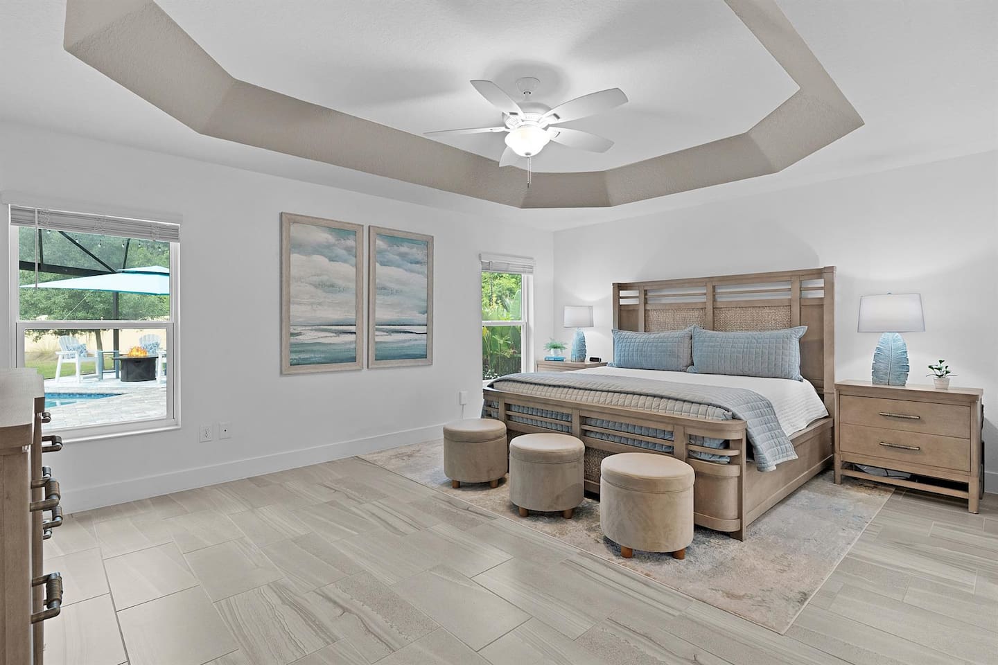 Elegant master bedroom with lots of natural light!