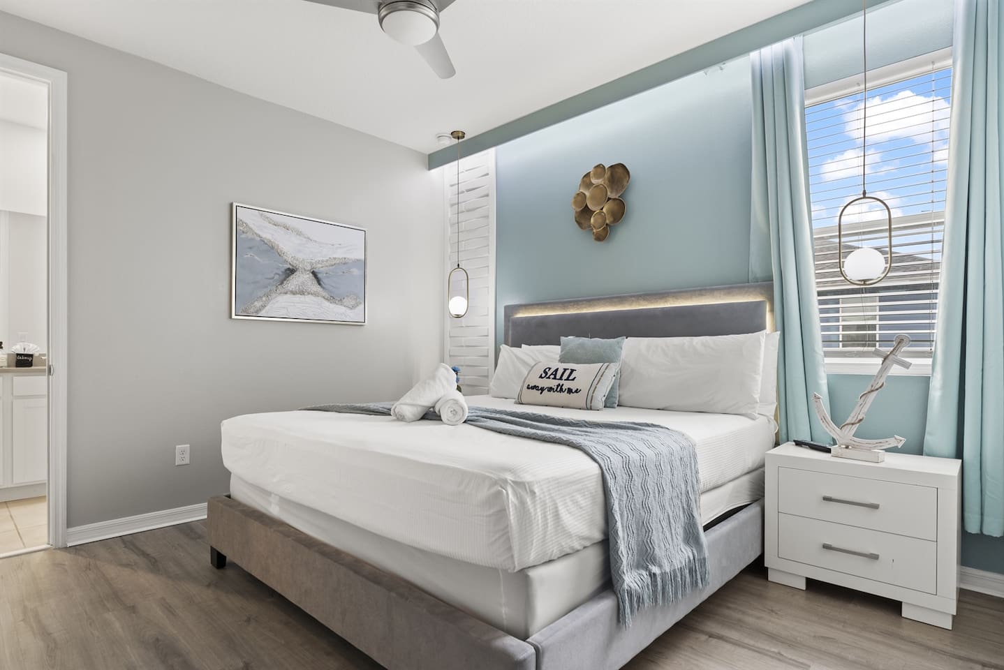 Lower Floor King Bedroom green sail room