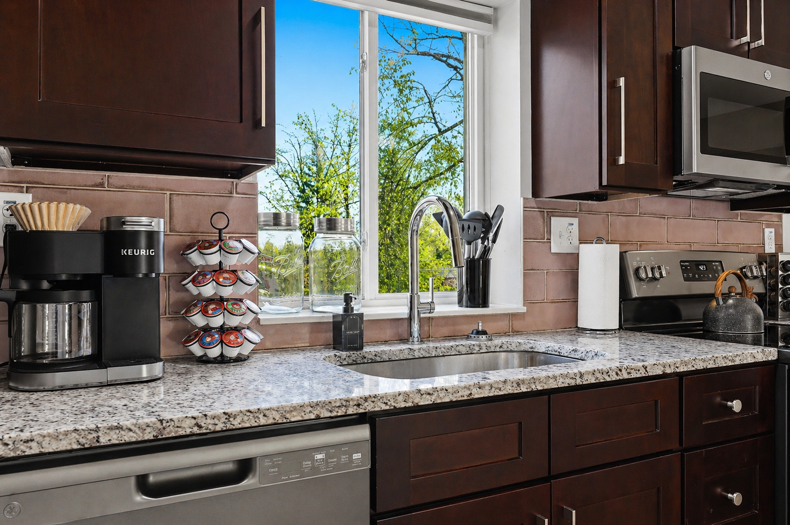 A sparkling clean sink awaits for your daily routines.