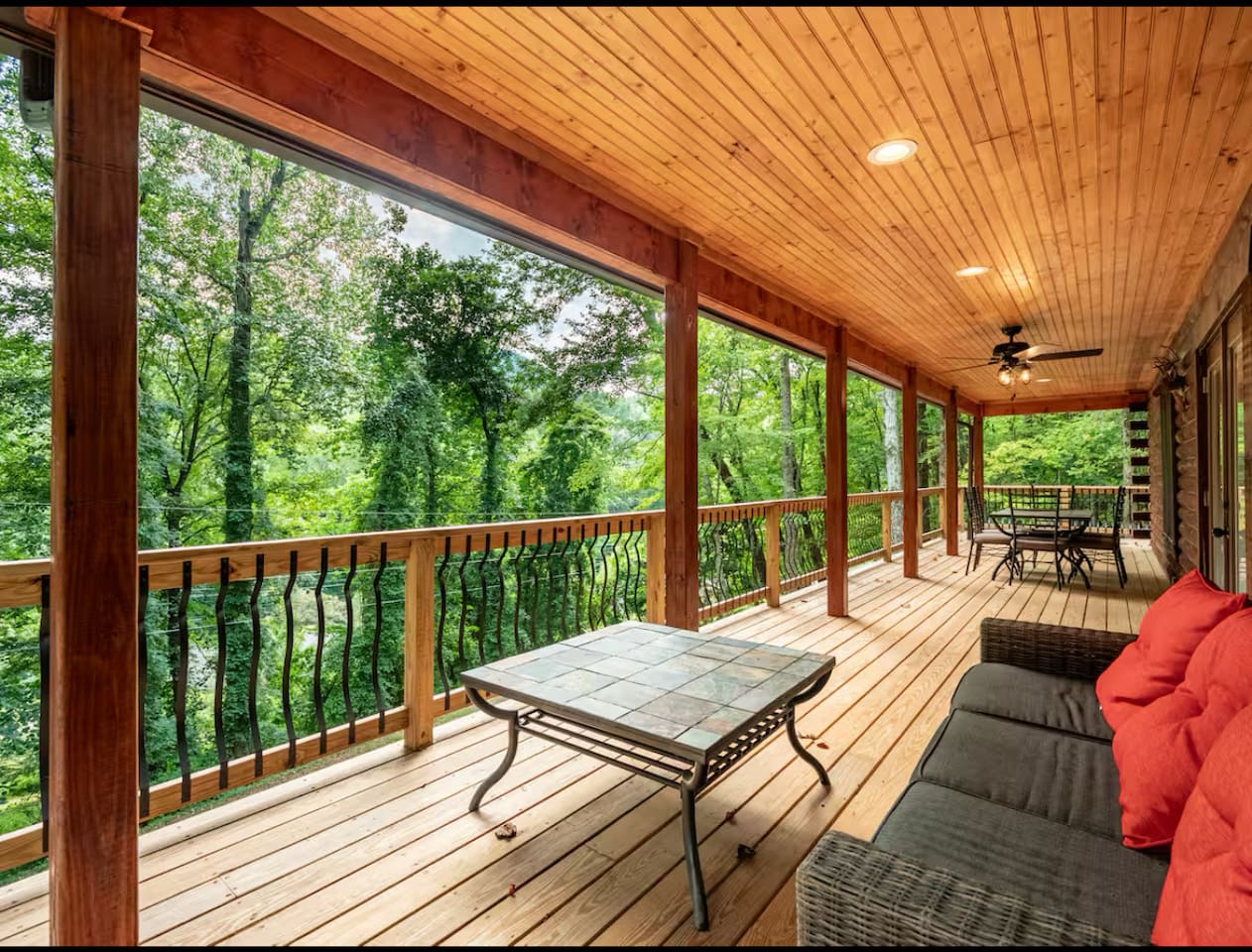 Wrap around deck of the cabin