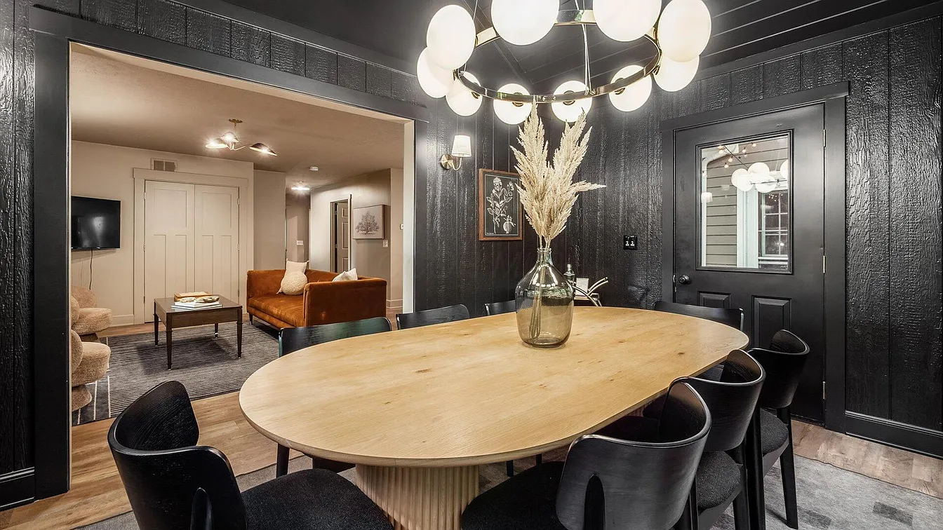Dining Room with Vaulted Ceilings