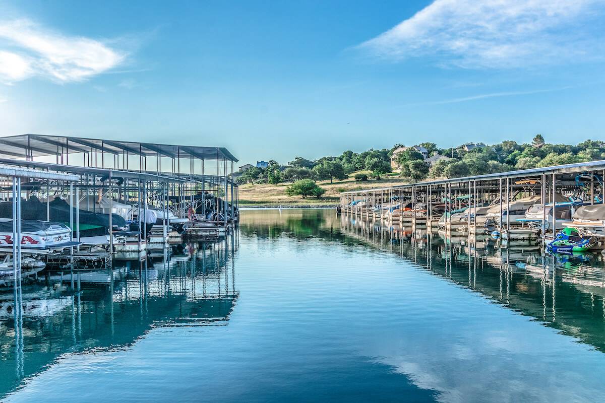 Boat ramps and marinas nearby.