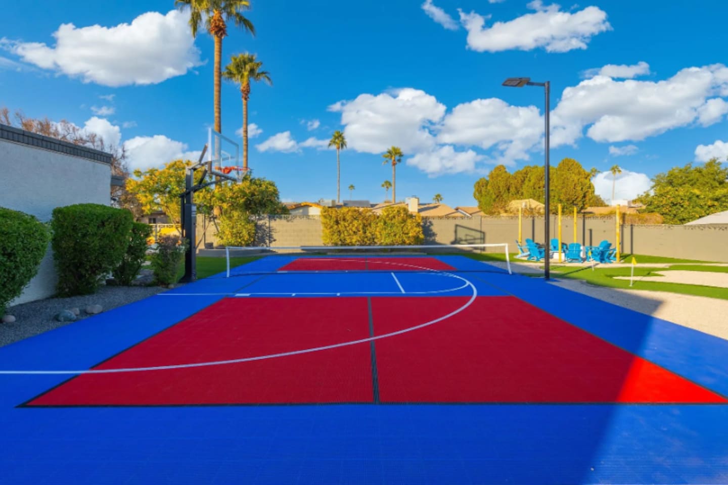 Palm-lined and freshly painted, this court makes for a picture-perfect place to shoot some hoops.
