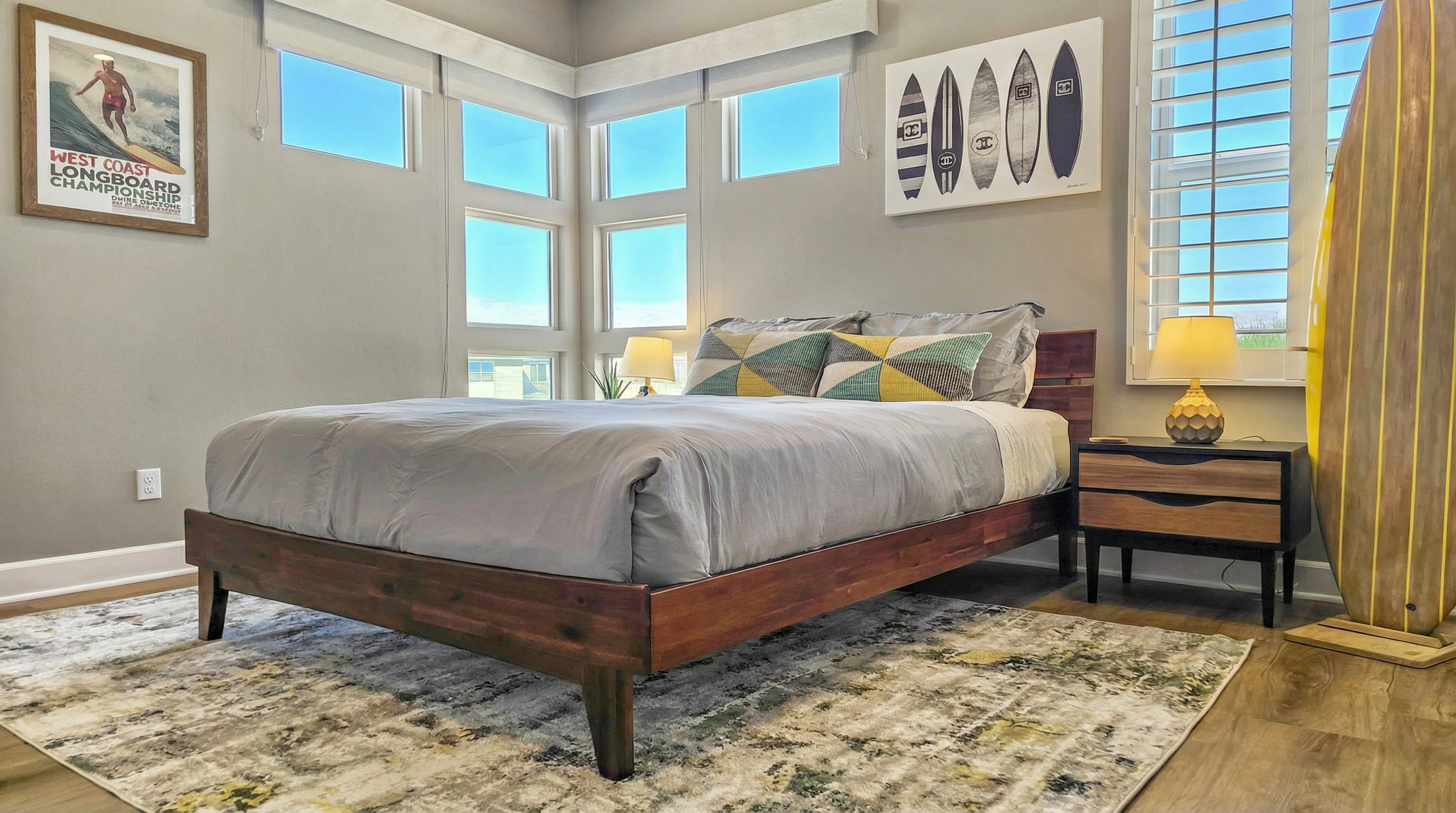 Bedroom #3 features a queen-sized bed, ceiling fan, smart TV and closet (Sleeps 2).