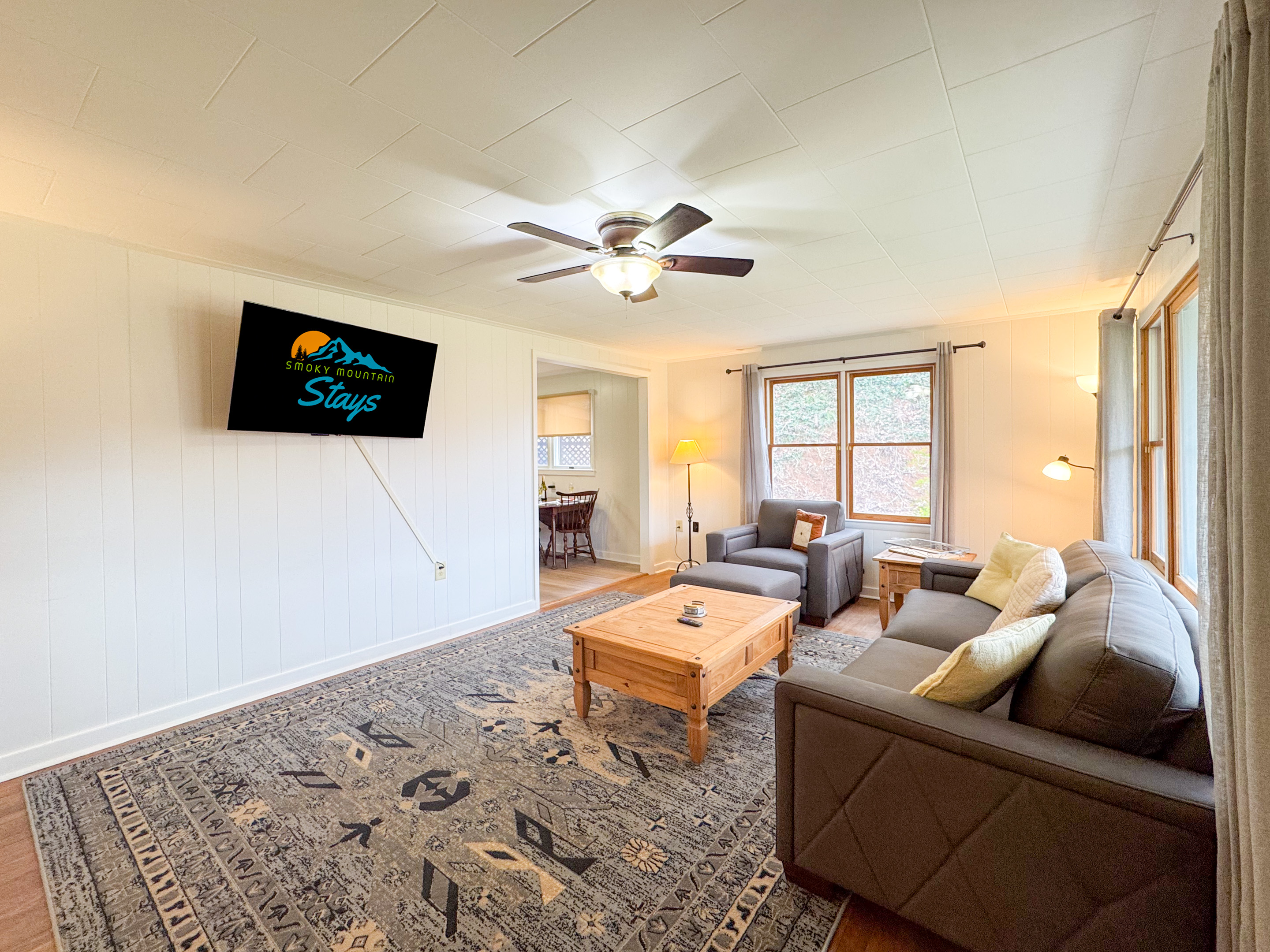 Living Room with comfy sofas and a smart TV