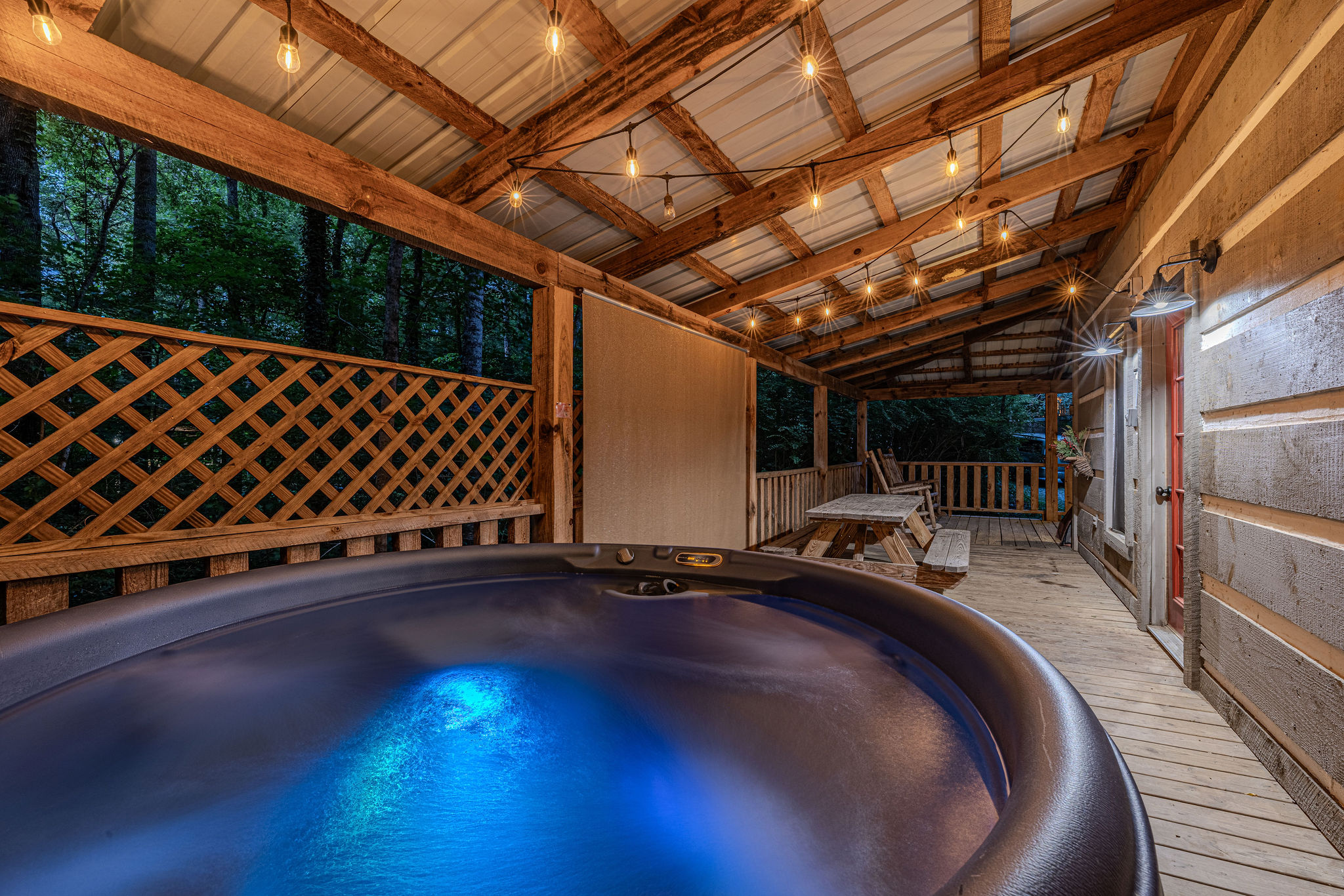 String lights on, hot tub warm, that's a good night.