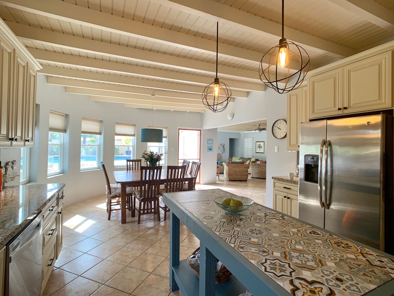 Fully stocked kitchen with dining table that seats 8!