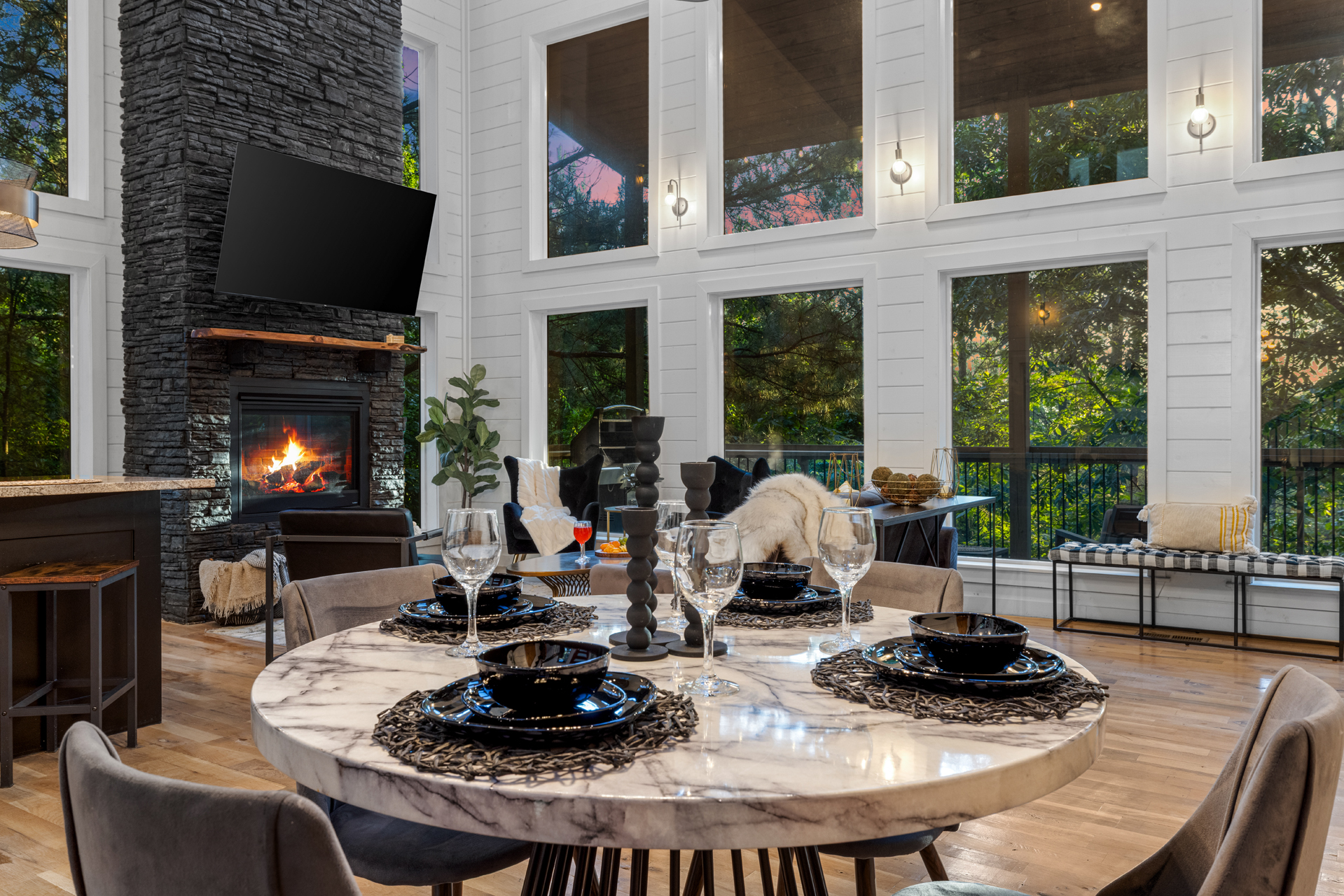 A dining table for four designed for simple, shared meals and easy conversation throughout your stay. ✨