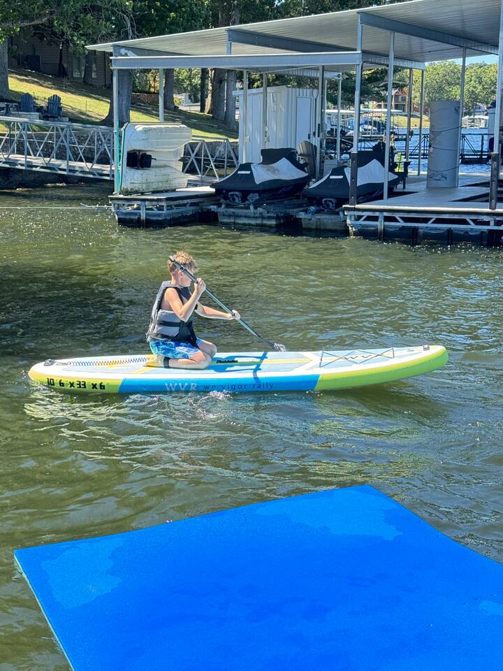 Two paddle boards for guest use as well as a large Lilly mat 6’x16’.