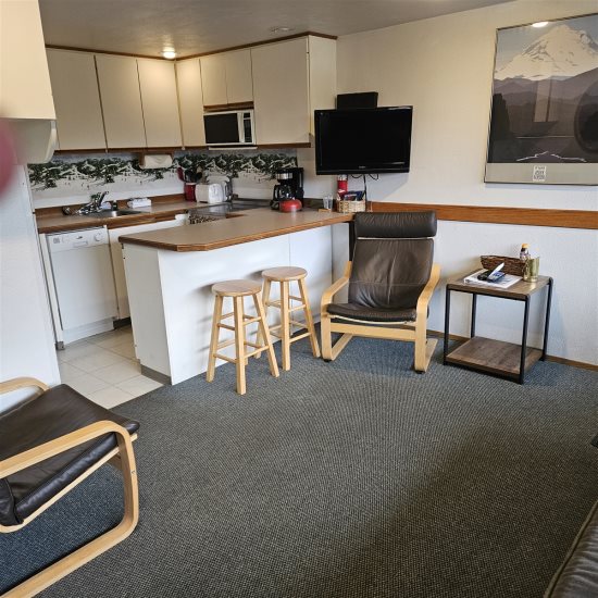 Breakfast nook area next to kitchen. 