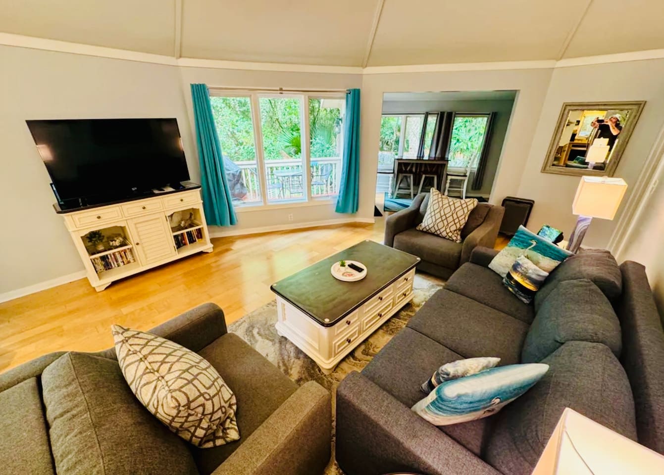 Living room with sectional sofa and Smart TV