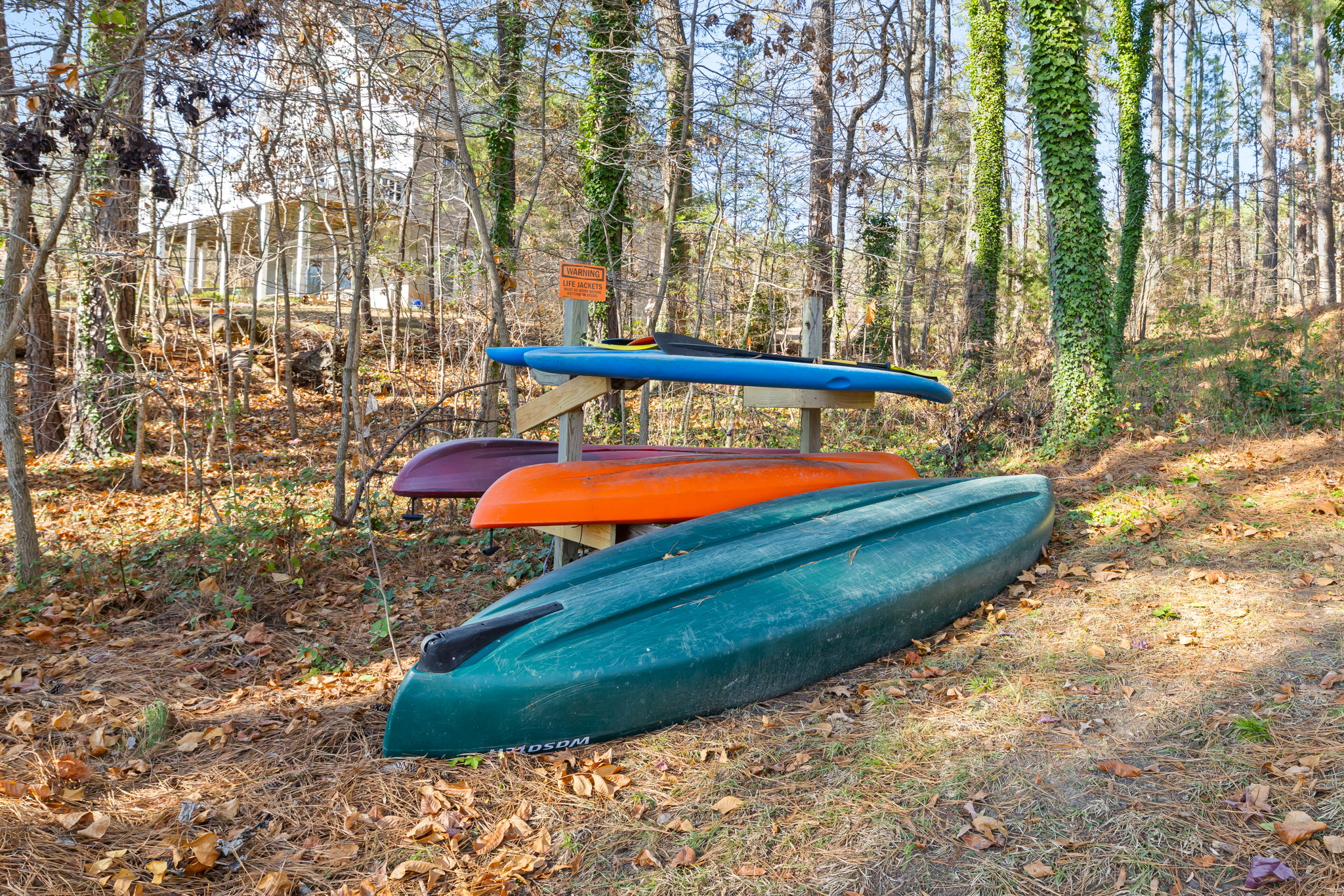 2 kayaks, a canoe and a paddle board for fun in the cove!