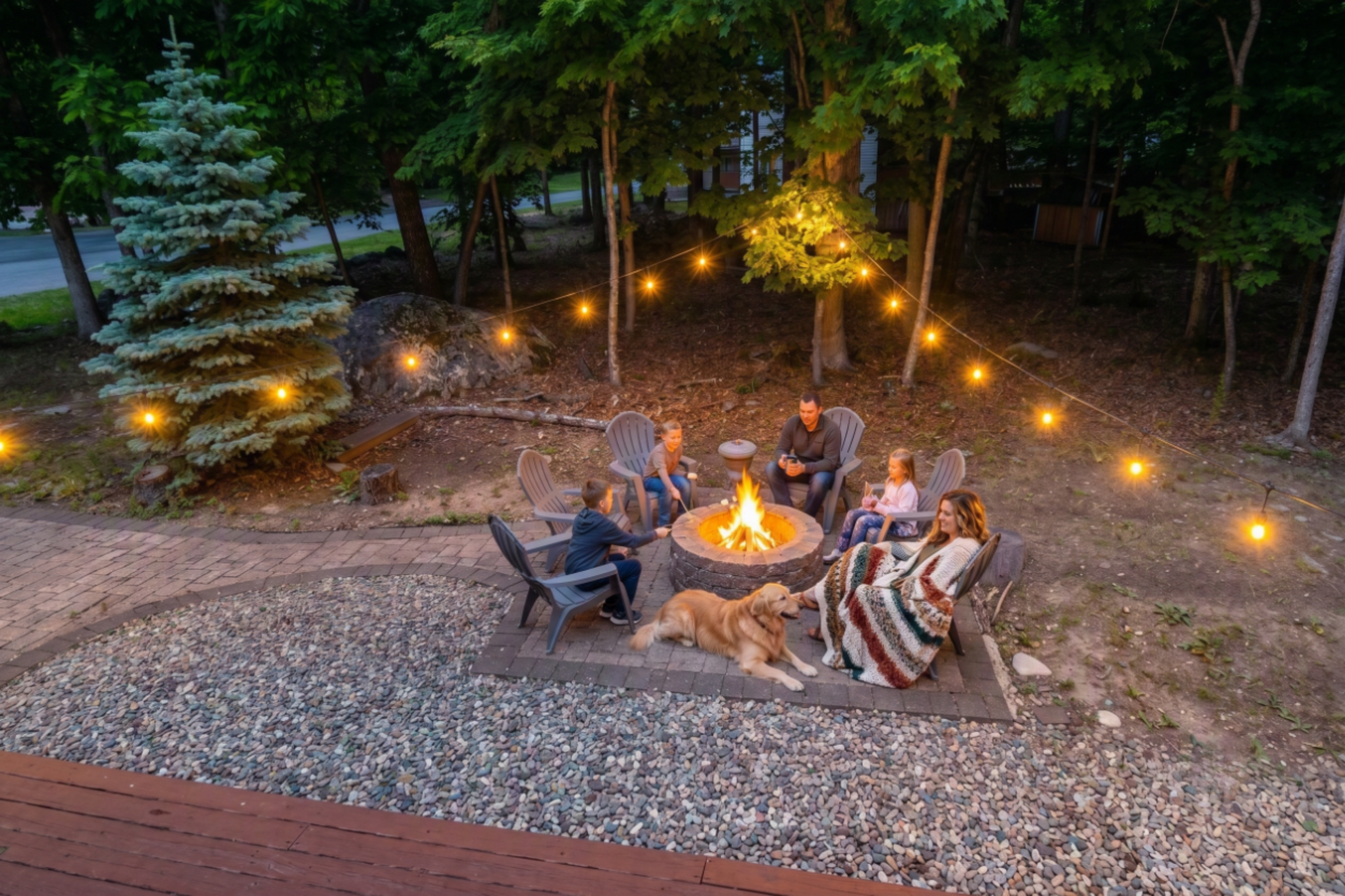 Evenings by the firepit - s'mores, string lights, stars and smiles