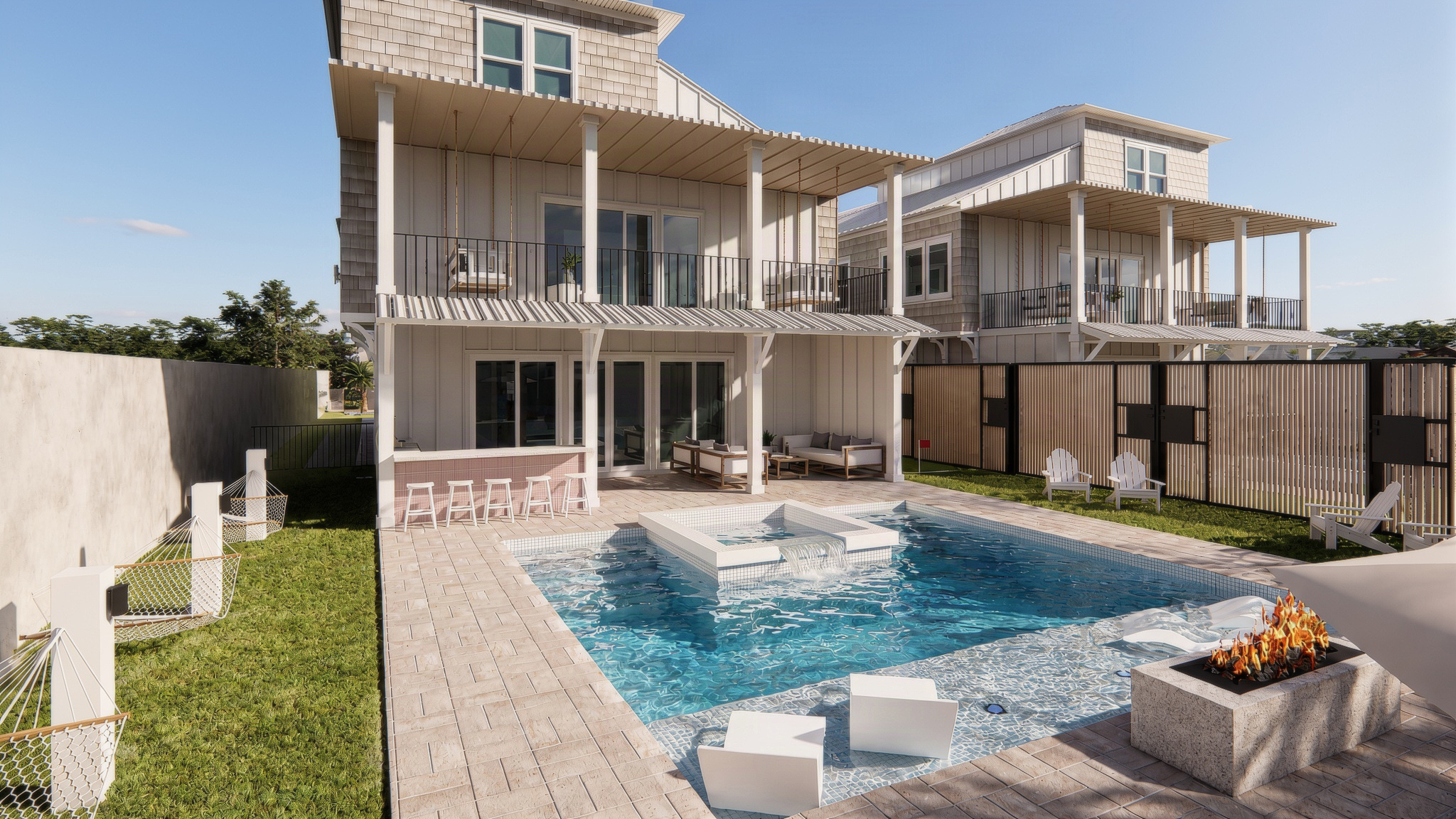 Beautifully decorated backyard | Rendering