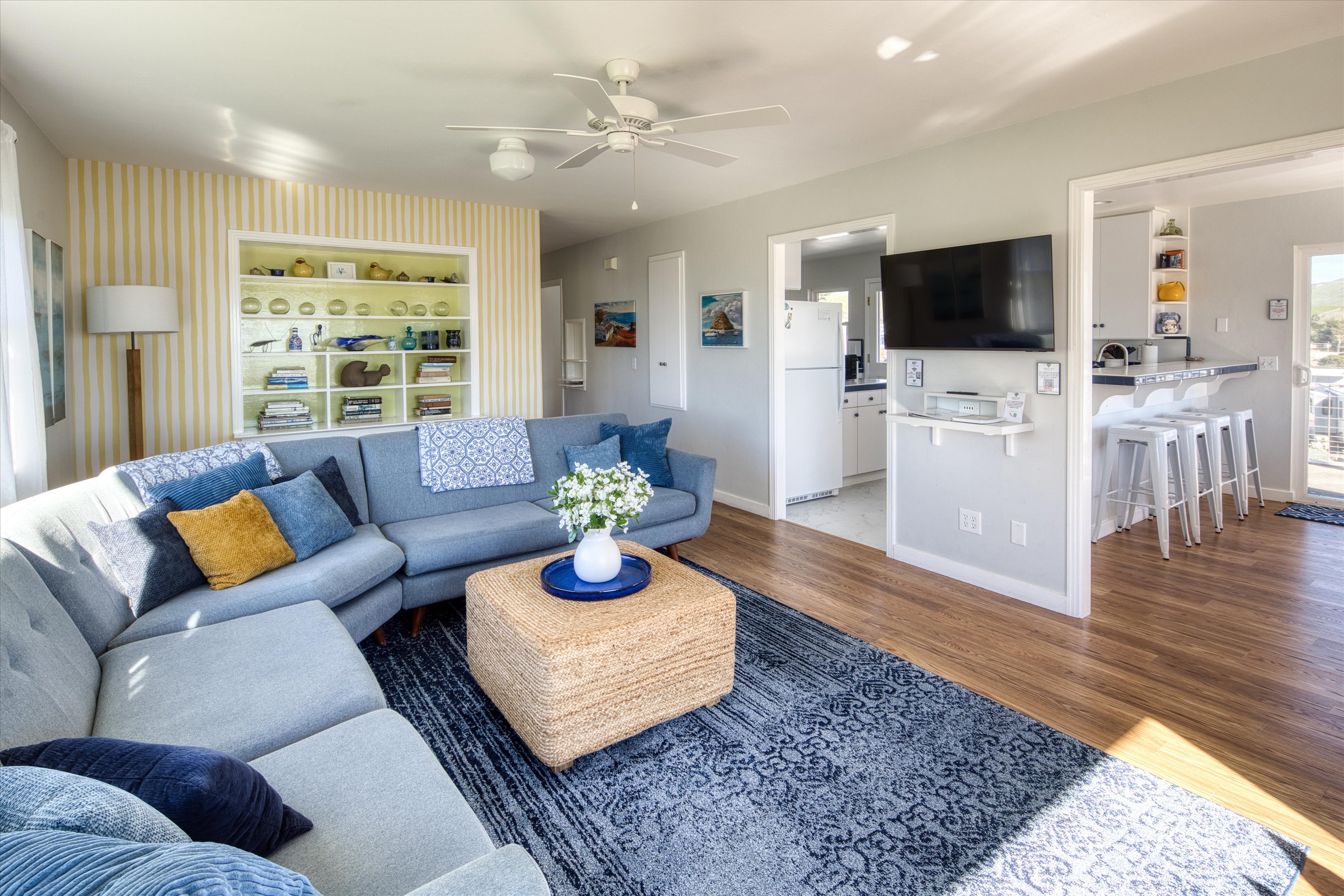 A bright, welcoming living room perfect for family time, movie nights, and unwinding after a day of adventure.