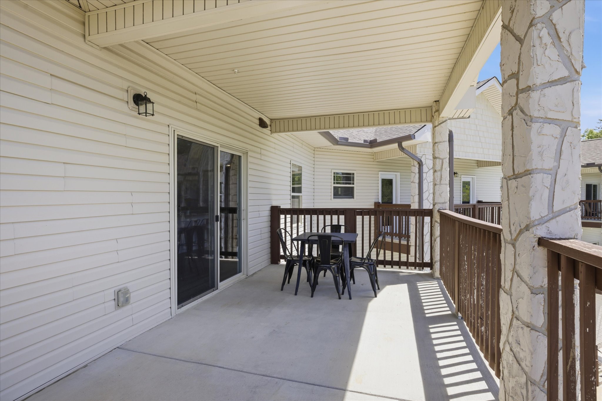 Set the table, bring your plate out, and let meals feel a little slower here. With more room to spread out, this porch turns into its own hangout spot without needing anything else. With views of the mountains and the pool, you can't beat it!