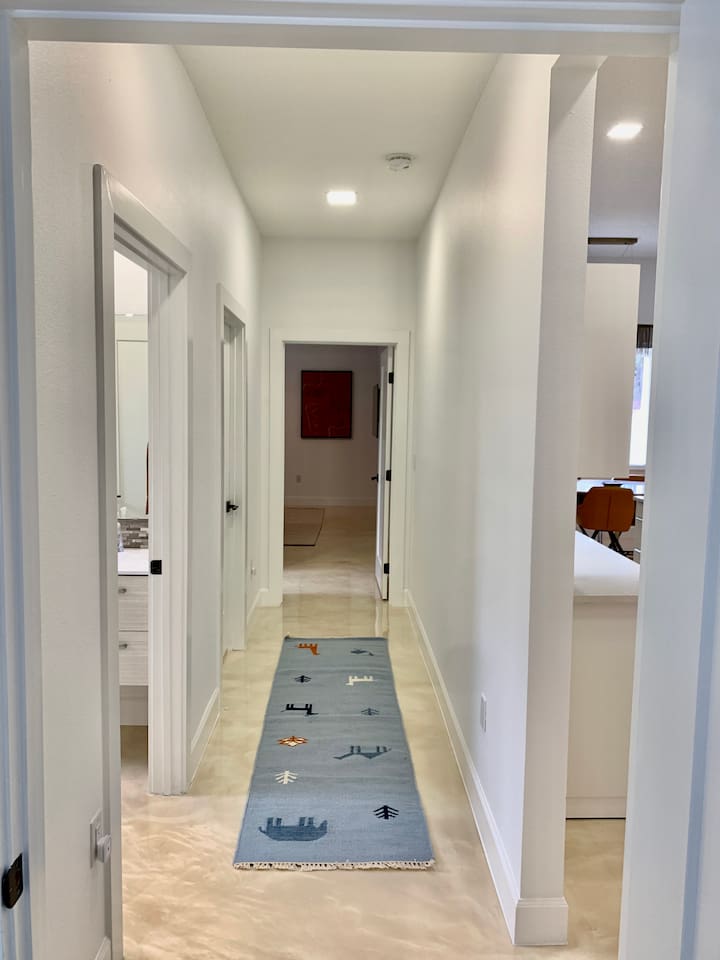 Hallway to 2nd Primary, Three Way Split Floor plan, privacy for each primary Suite.