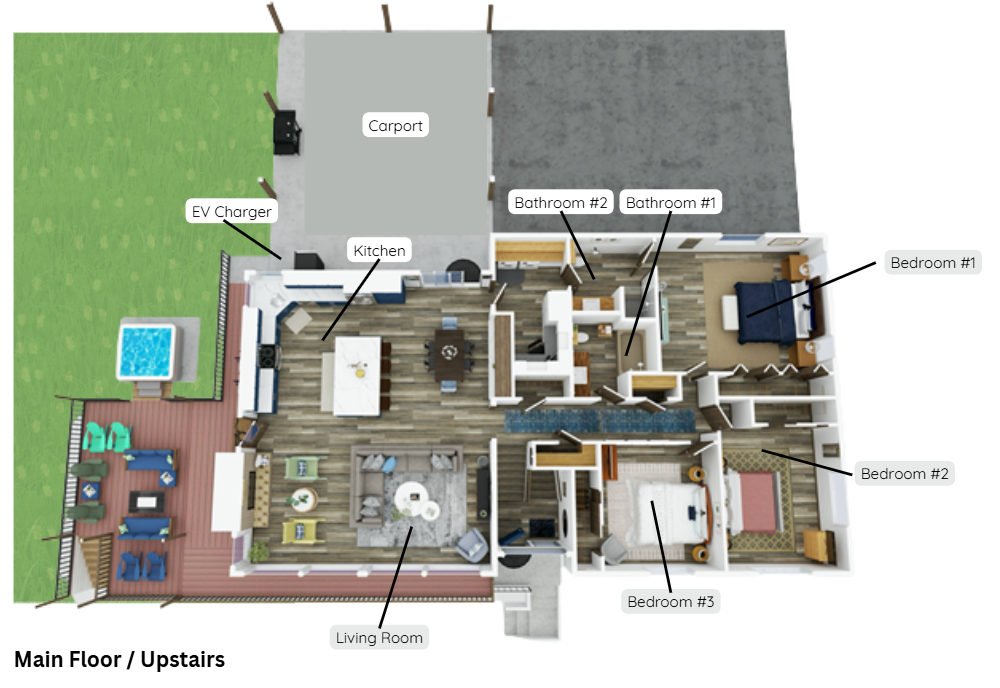 Main Floor / Upstairs: 3D Floor Plan