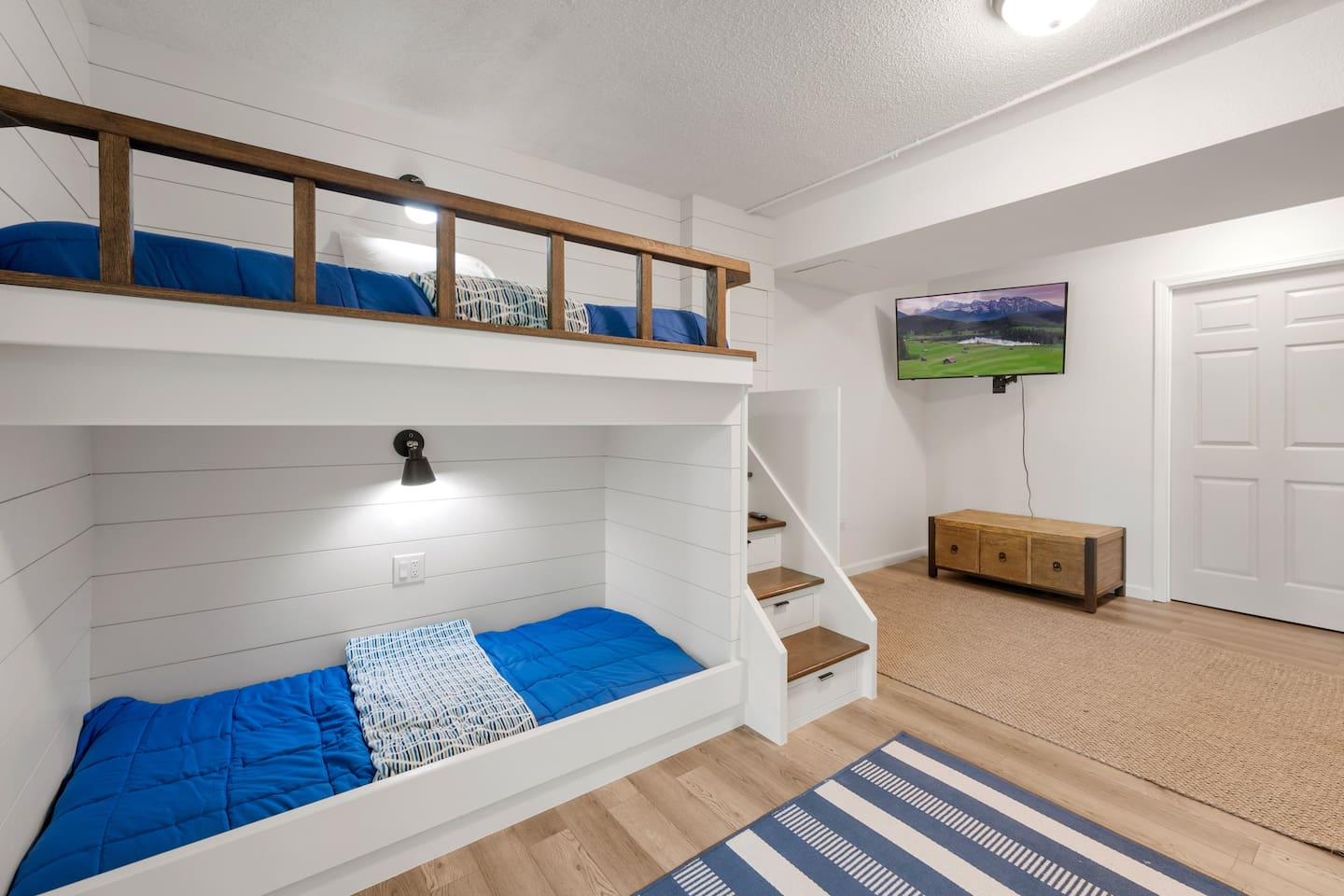 Double twin over twin bunk room