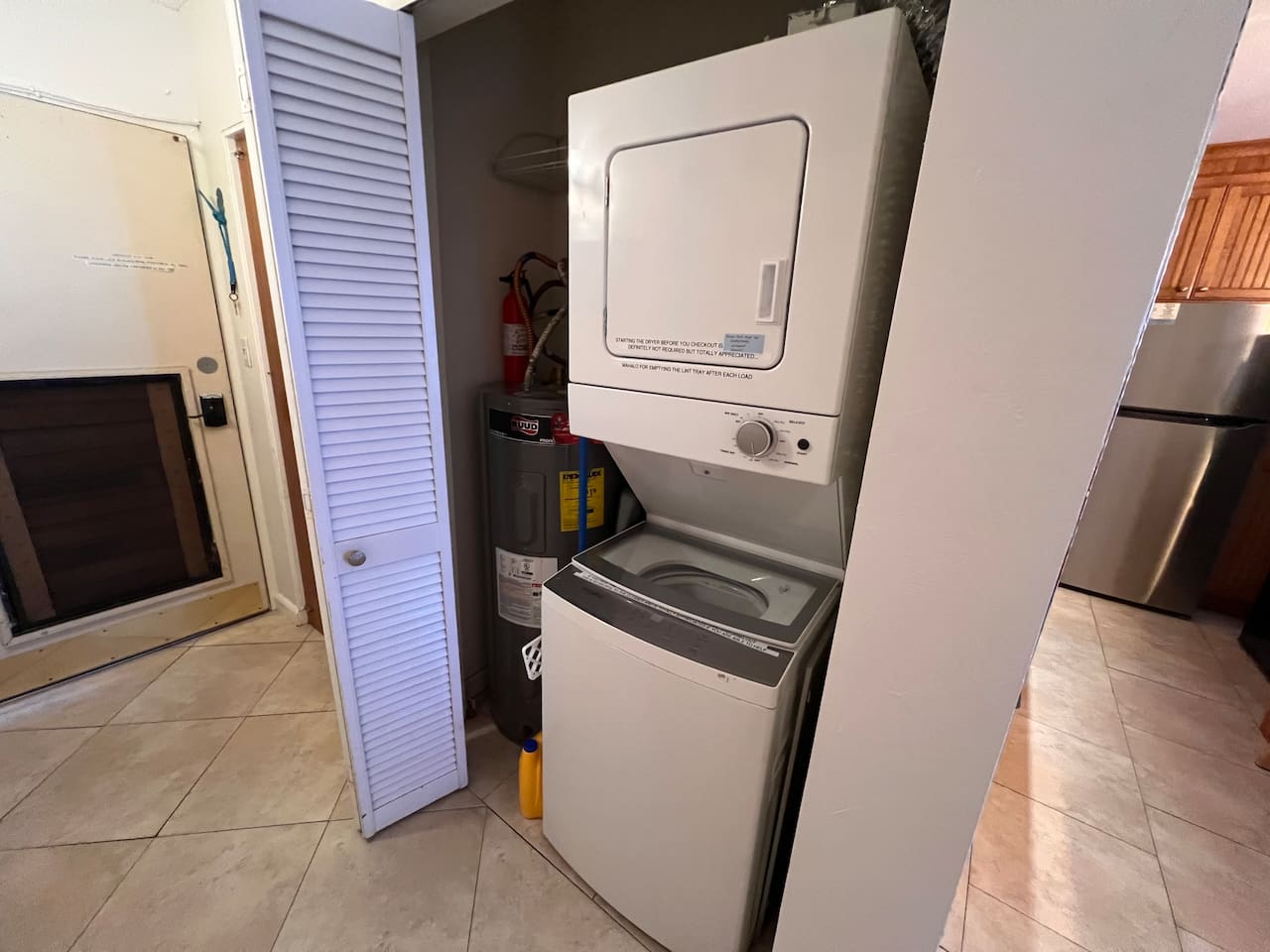 Private washer and dryer right inside your condo.  We provide laundry detergent!