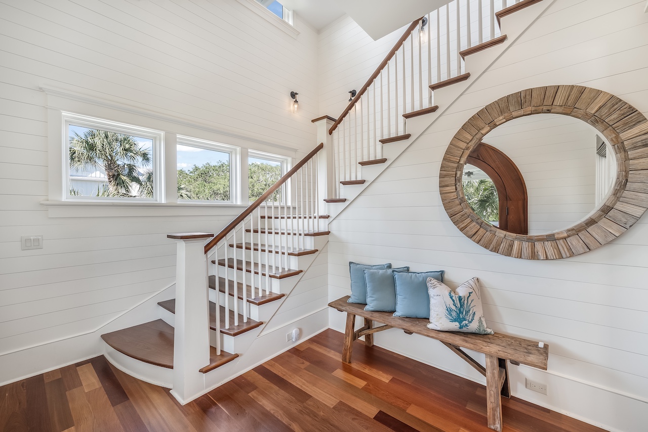 main stairwell at entrance Shore Thing | 4001 Palm Blvd | Isle of Palms, SC | IOP Escapes