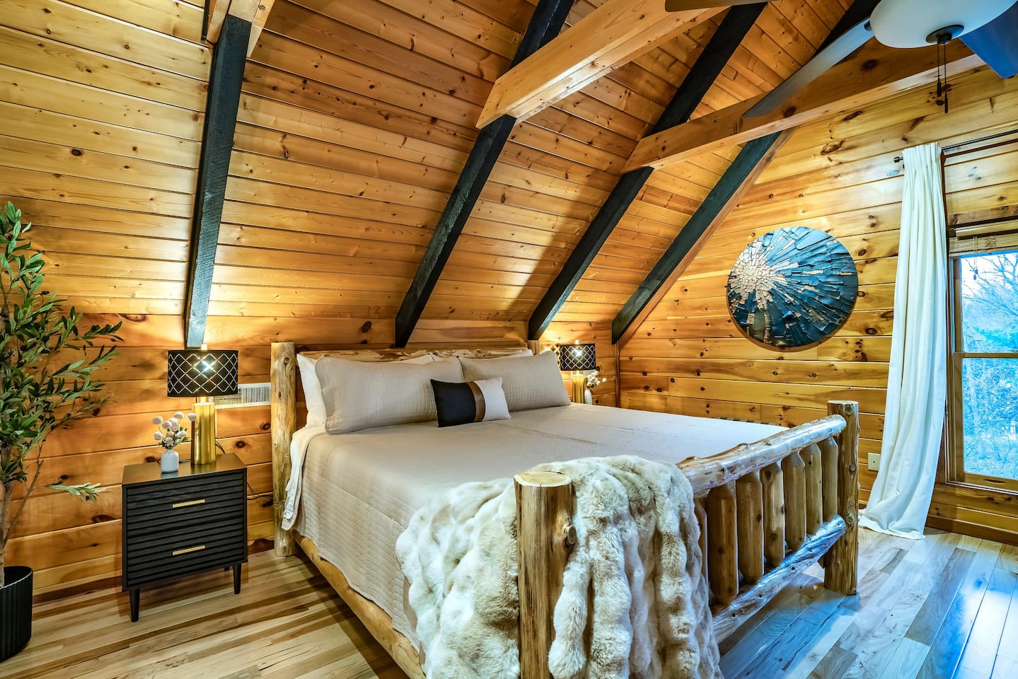 Another angle showing the charming loft bedroom with king size bed.