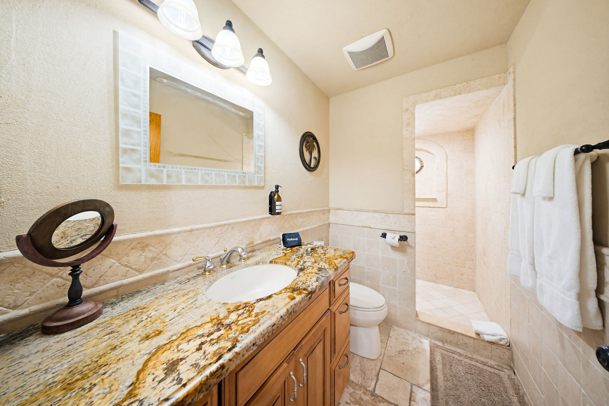 A second full bathroom off the hall.