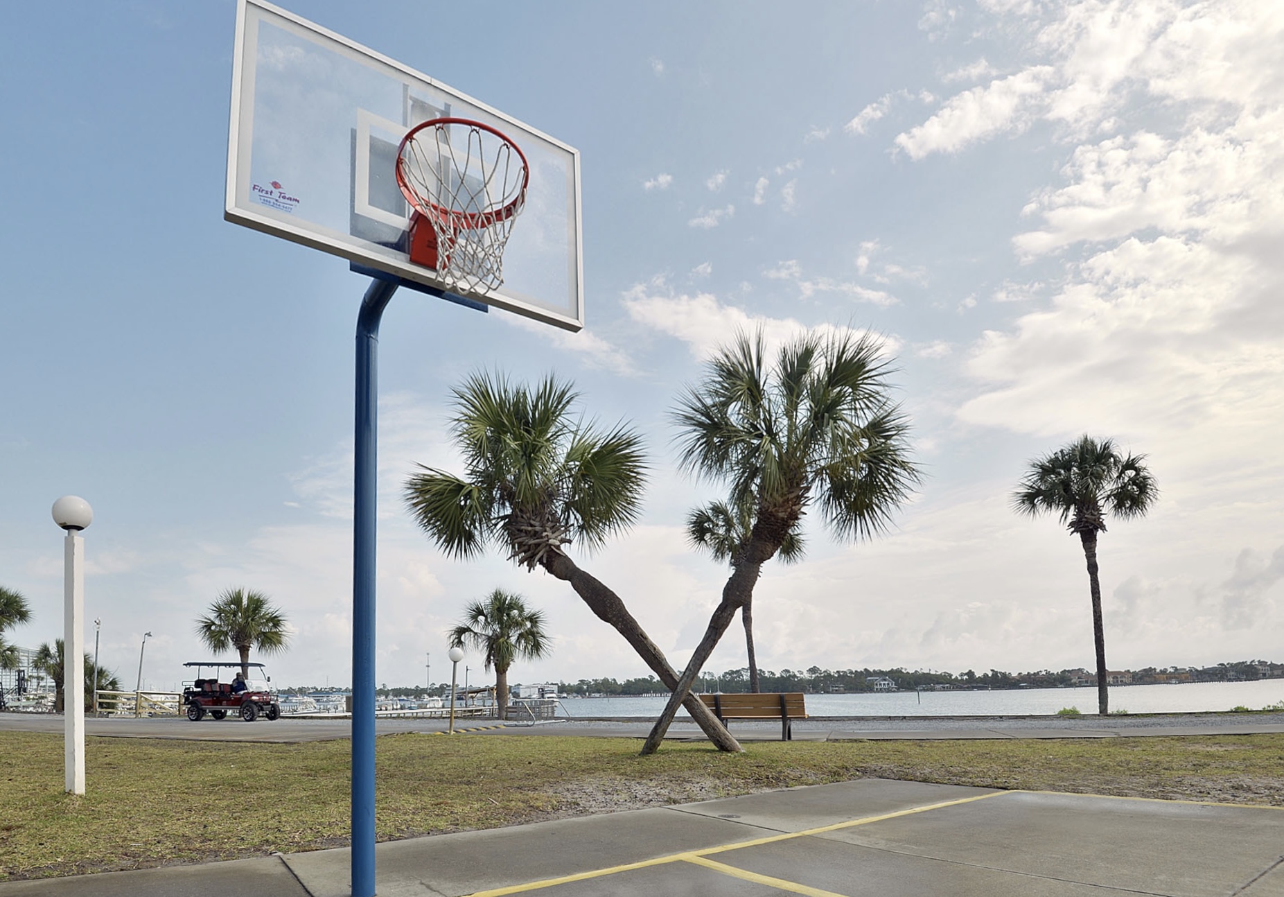 Resort includes a basketball court where kids gather to play each evening after dinner
