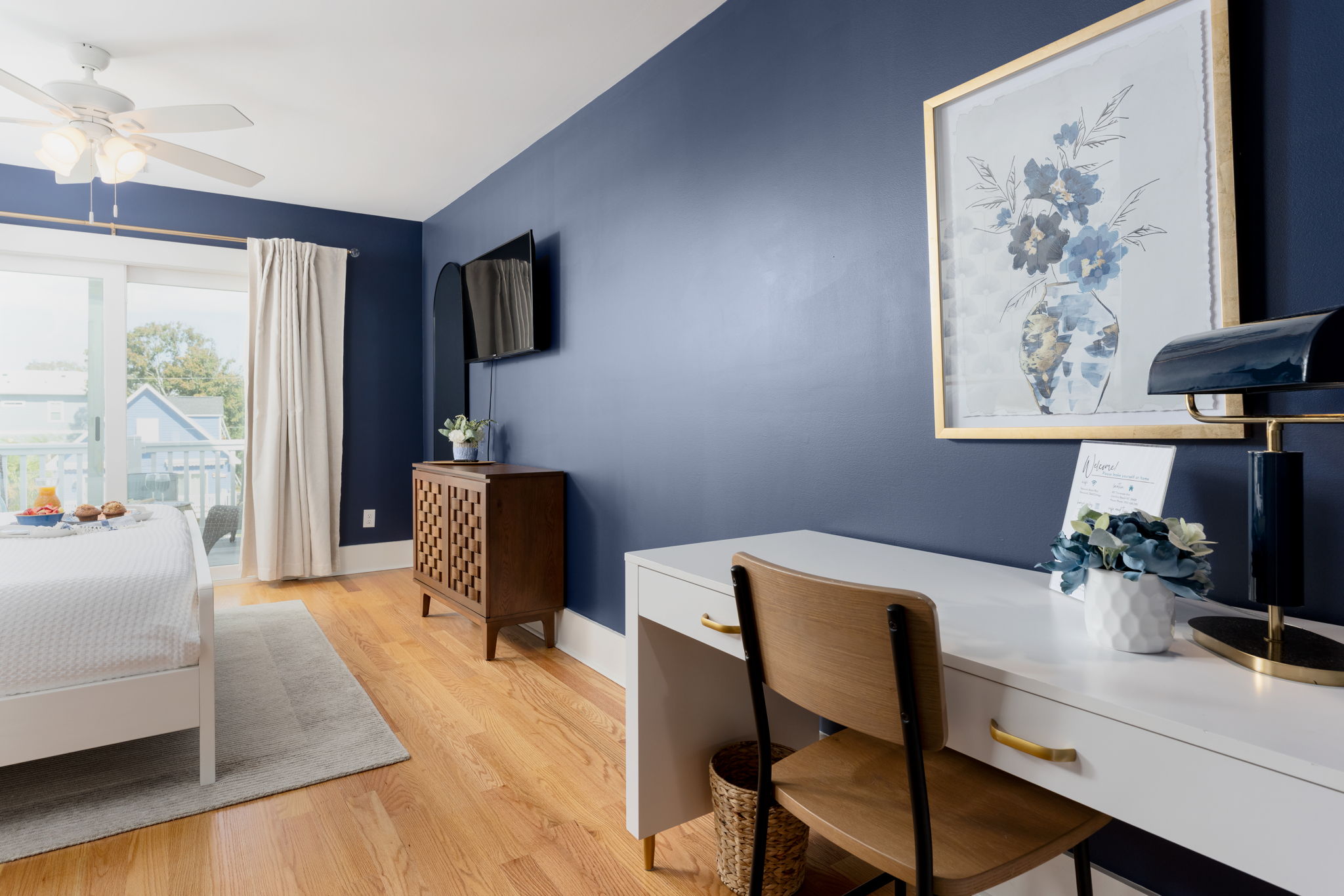 Dedicated workspace in the third-floor king suite — ideal for remote work or quiet mornings.