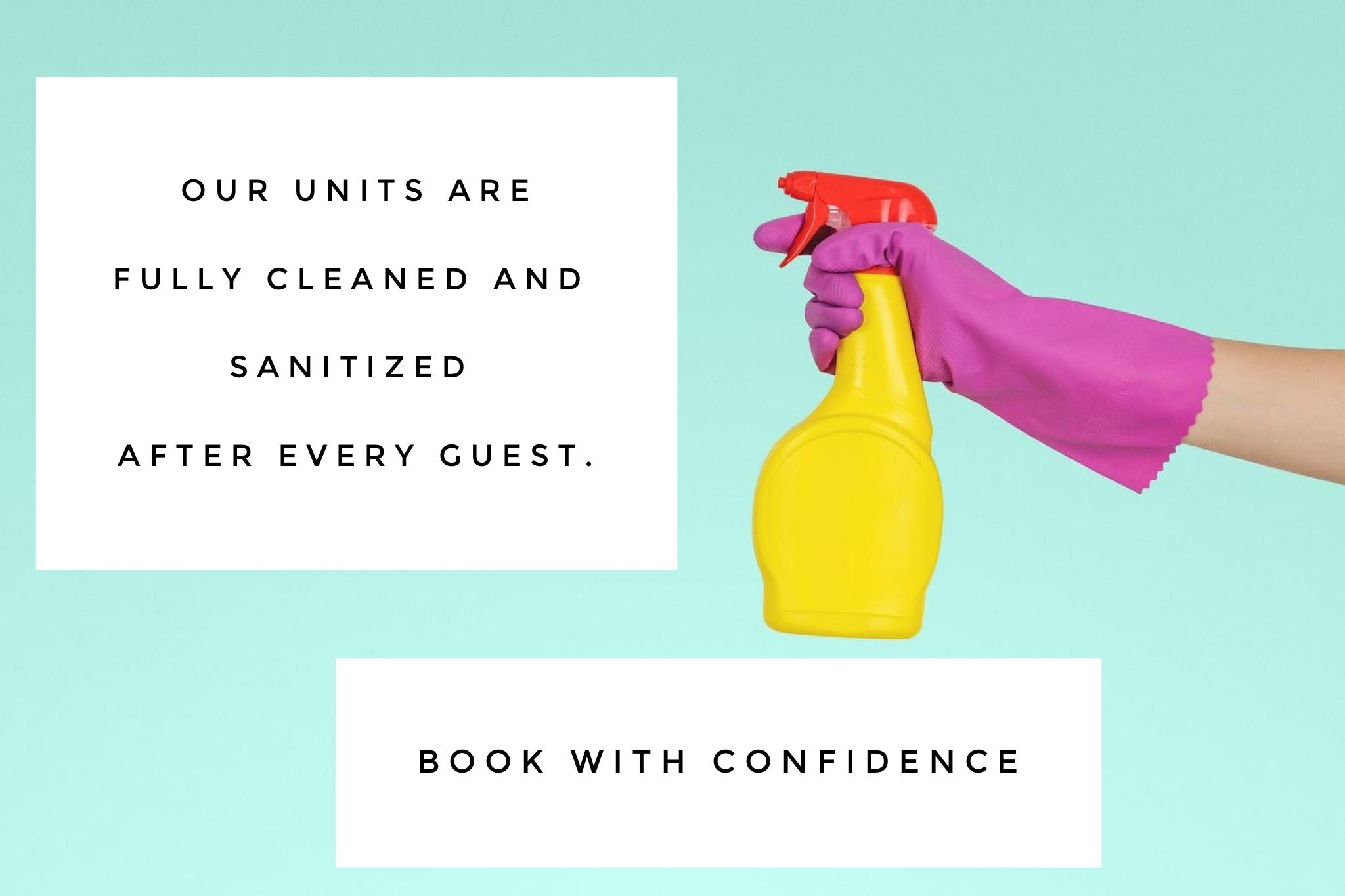 Book with confidence! We fully sanitize our apartments between guests.