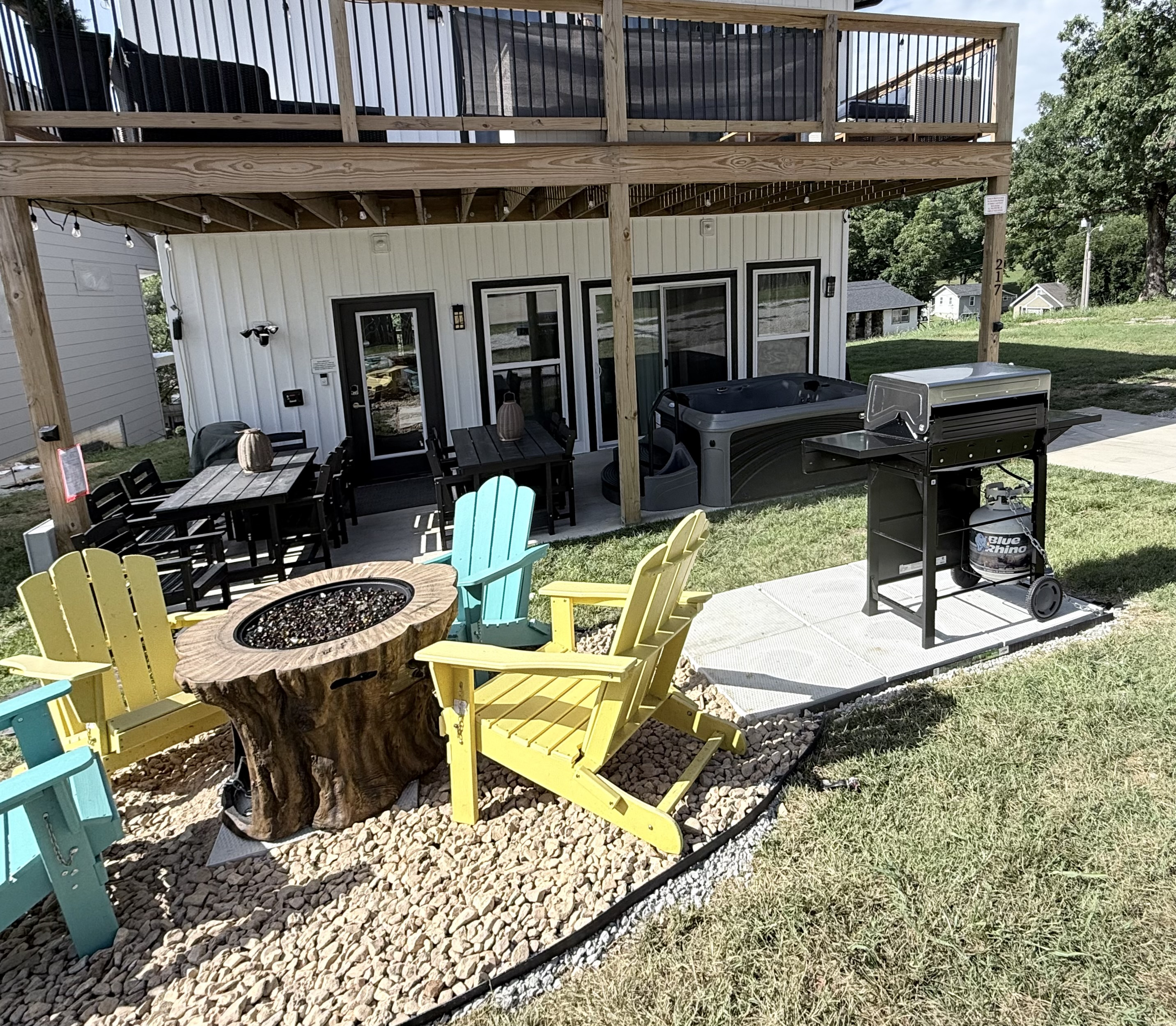 Backyard with hot tub(opening 9/1/26) and propane fire pit