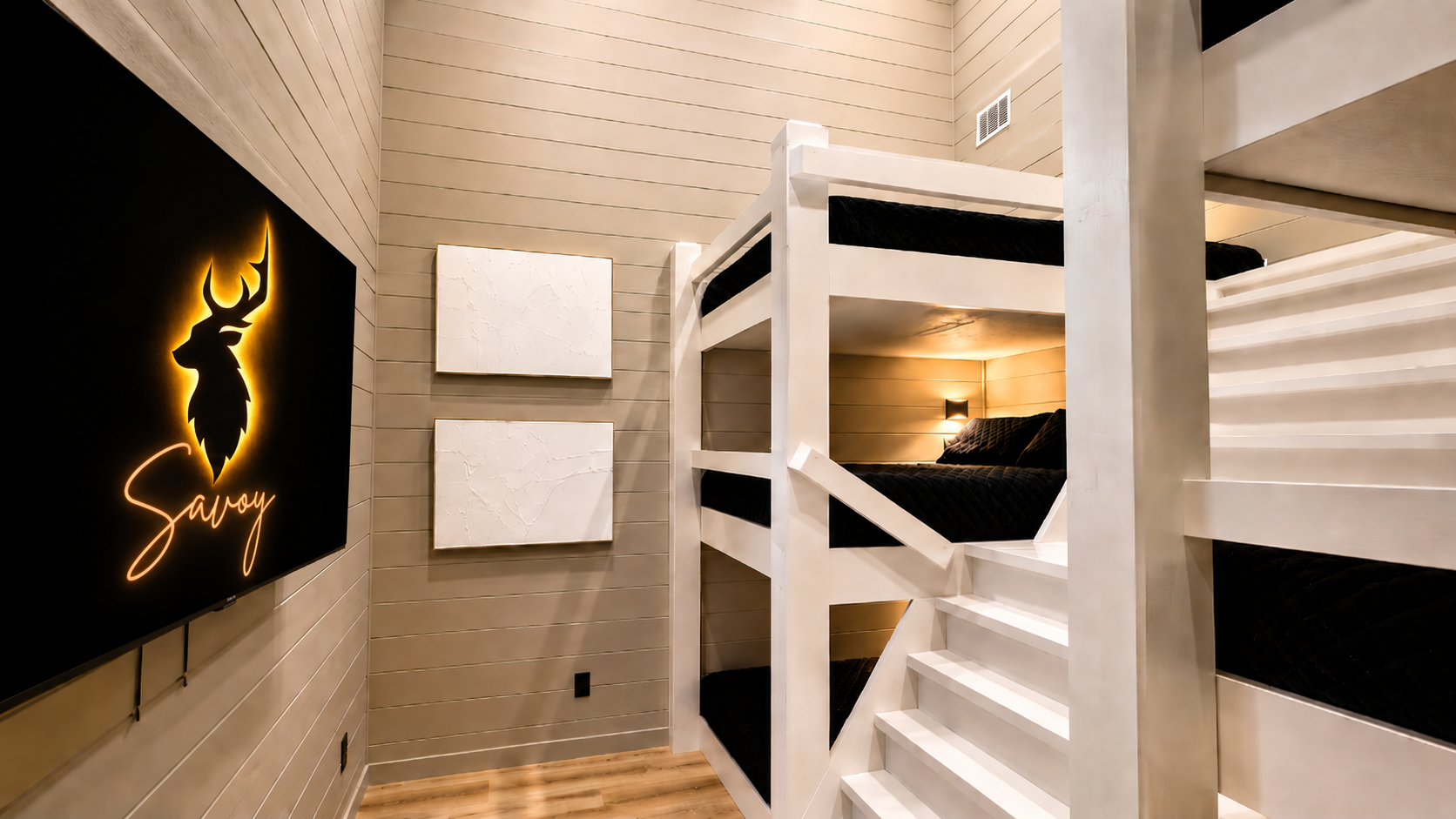 Bunk Room: Fun-filled nights await in this stylish space with plush bunks and entertainment galore!