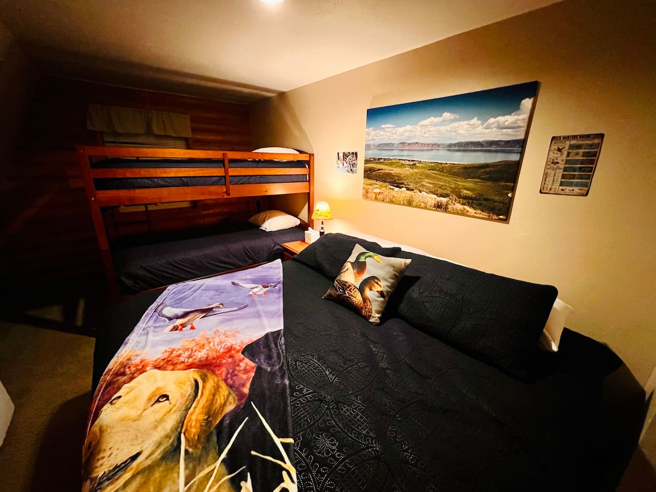 That's Just Ducky has a king bed and a bunk bed.  It accommodates 4 and is located on the 2nd floor.