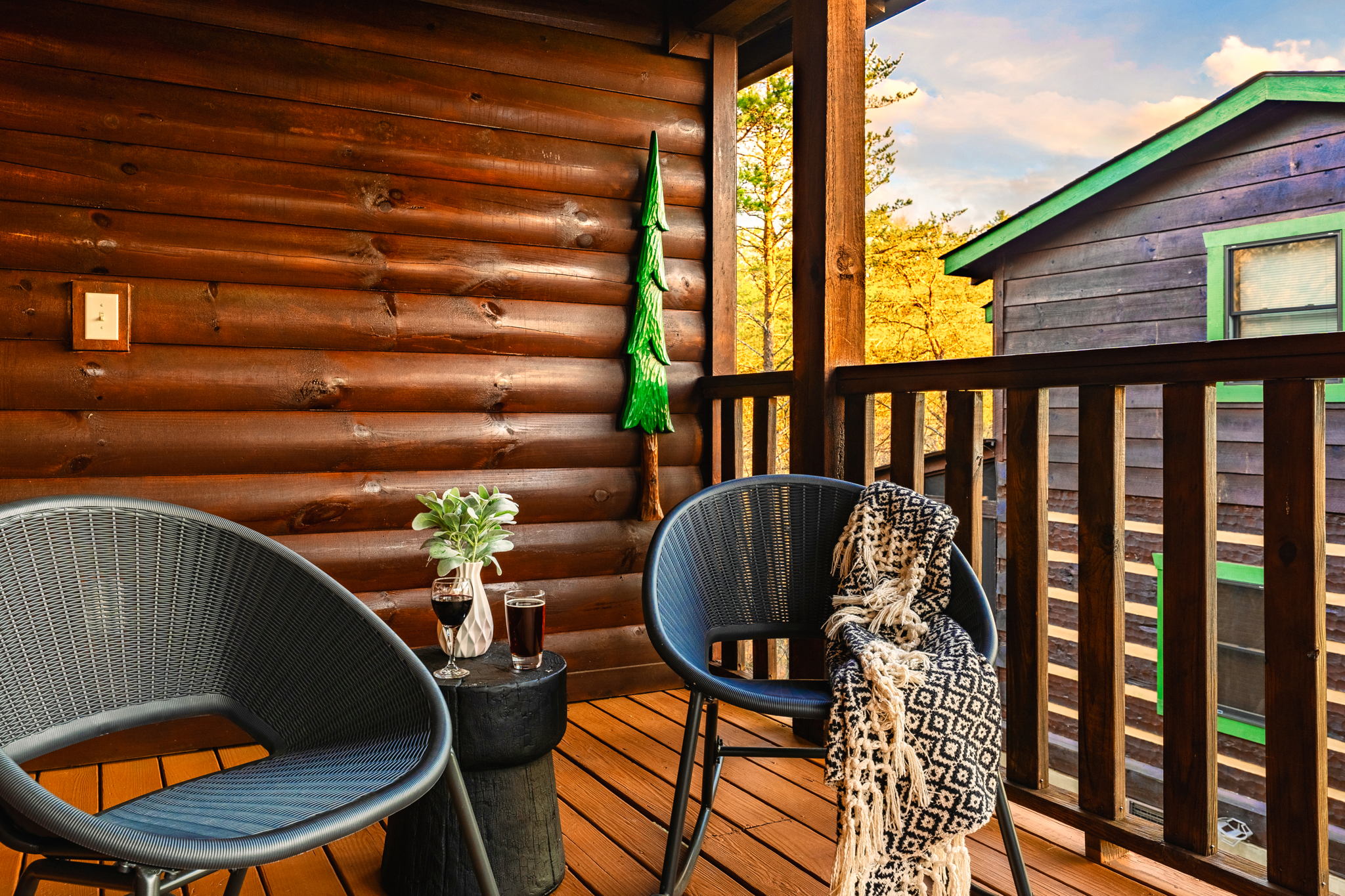 Inviting and cozy patio to welcome you to the cabin. 