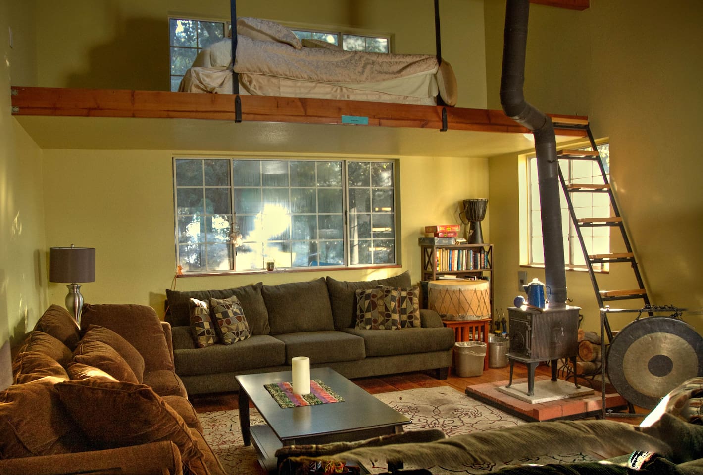 Living room with loft in main house