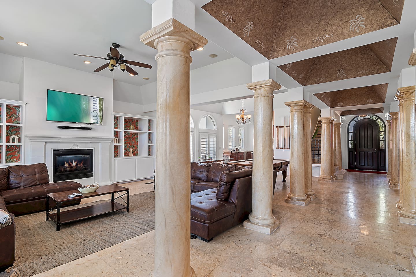 Grand architecture with striking pillars throughout