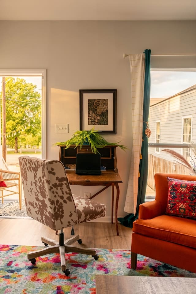 Dedicated workspace where you can watch the joggers and bikers go by on the Lafitte Greenway outside! (super fast wifi!)