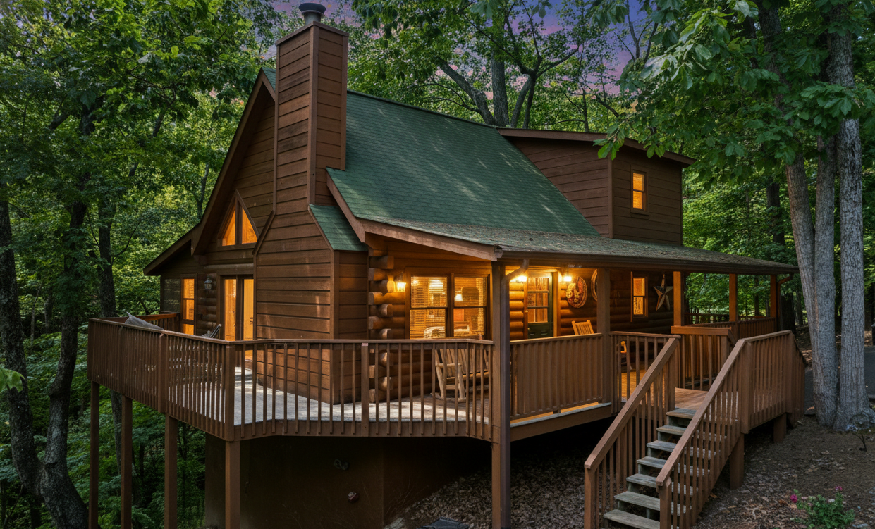 Looking for the perfect home base for your next Smoky Mountain vacation? You Are My Moonshine offers the privacy of a wooded retreat with the convenience of being minutes away from downtown Pigeon Forge. With 2 bedrooms, 2 bathrooms, and enough space for 8