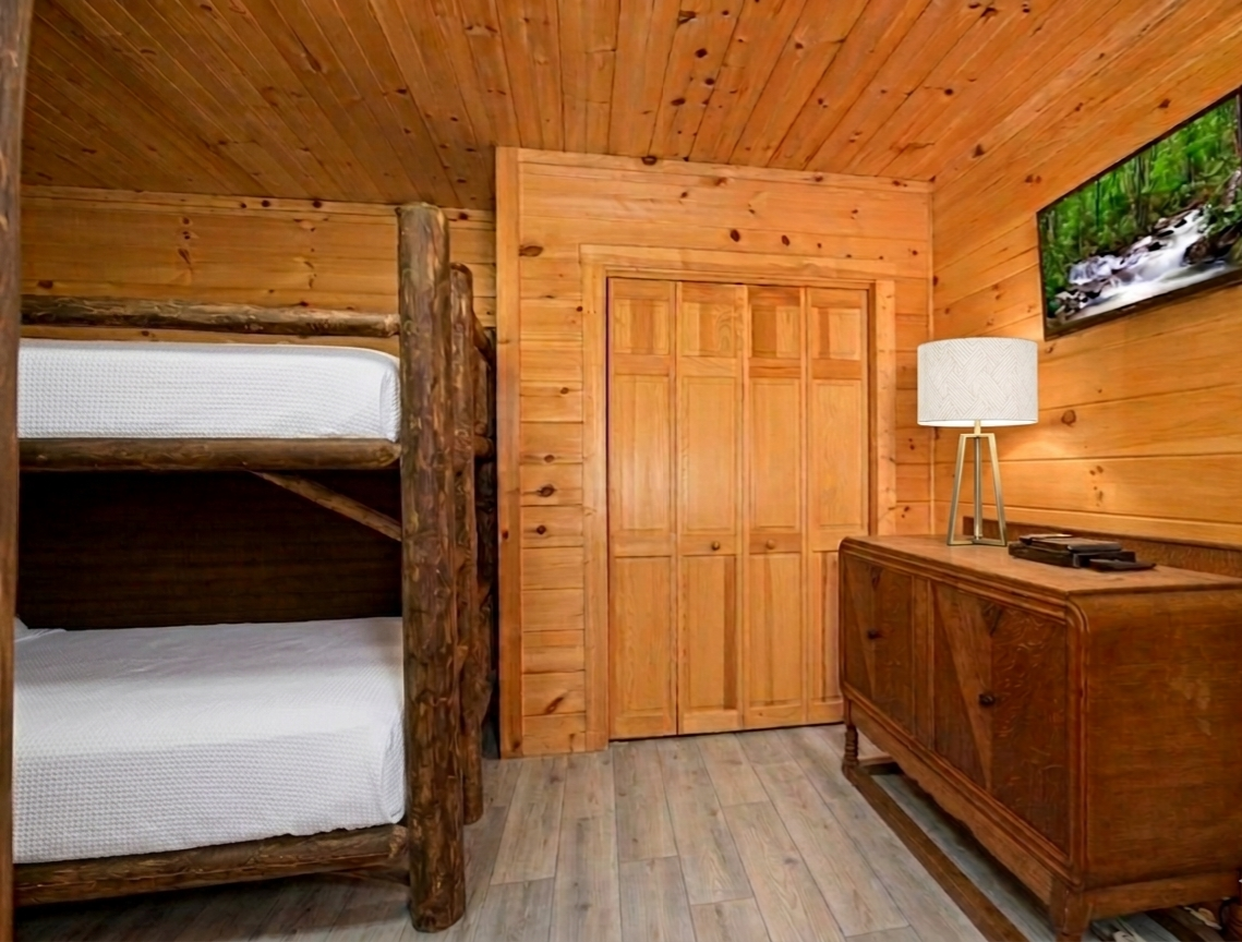 Lower level, 2 Custom Queen Size bunk beds

