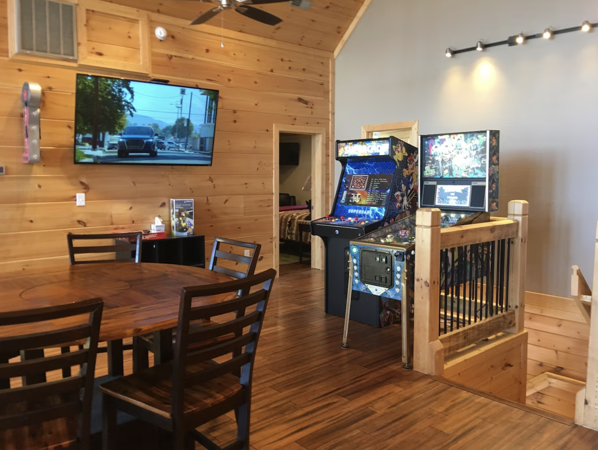 Play some poker on our big cards table and keep an eye on the game in the meantime.