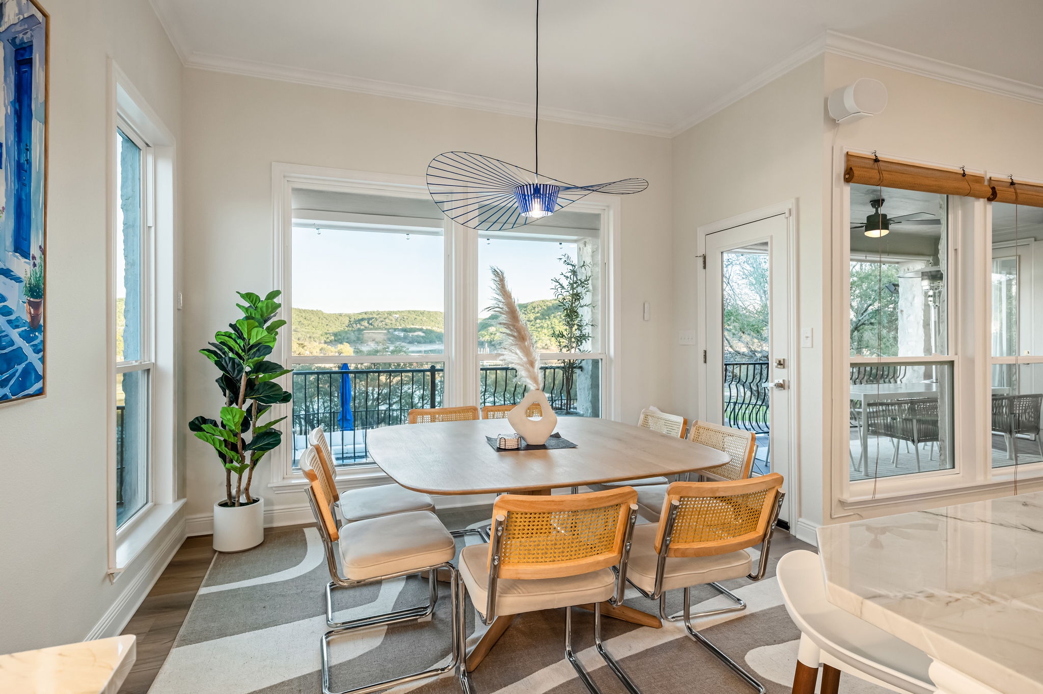 Scenic dining area with large windows and lake views — perfect for memorable group meals.