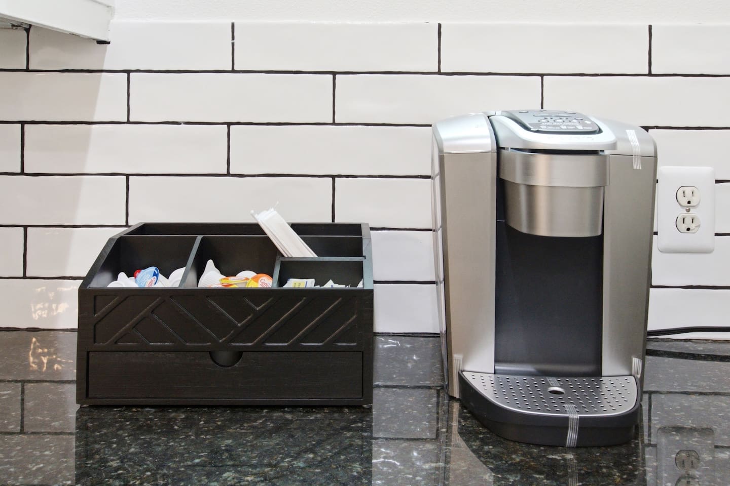 Keurig coffee maker and countertop essentials stocked for your arrival. Start your morning in before heading out to explore Uptown Dallas, just a 13-minute walk away on foot.
