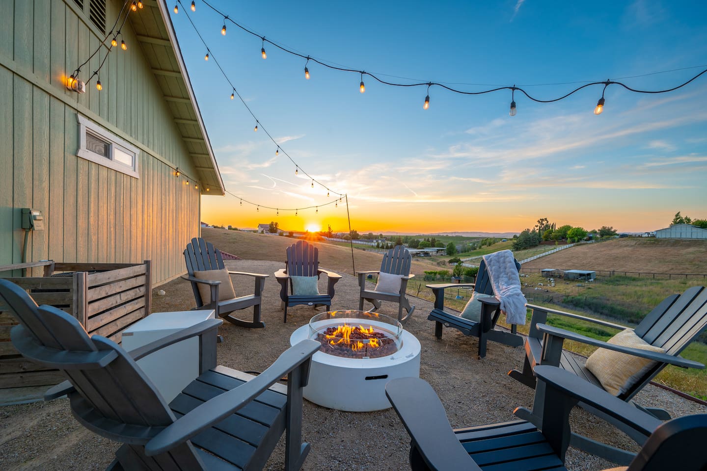 Take in the sunsets with a glass of wine while sitting around the firepit