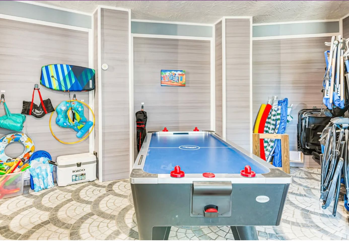 Air hockey and beach gear