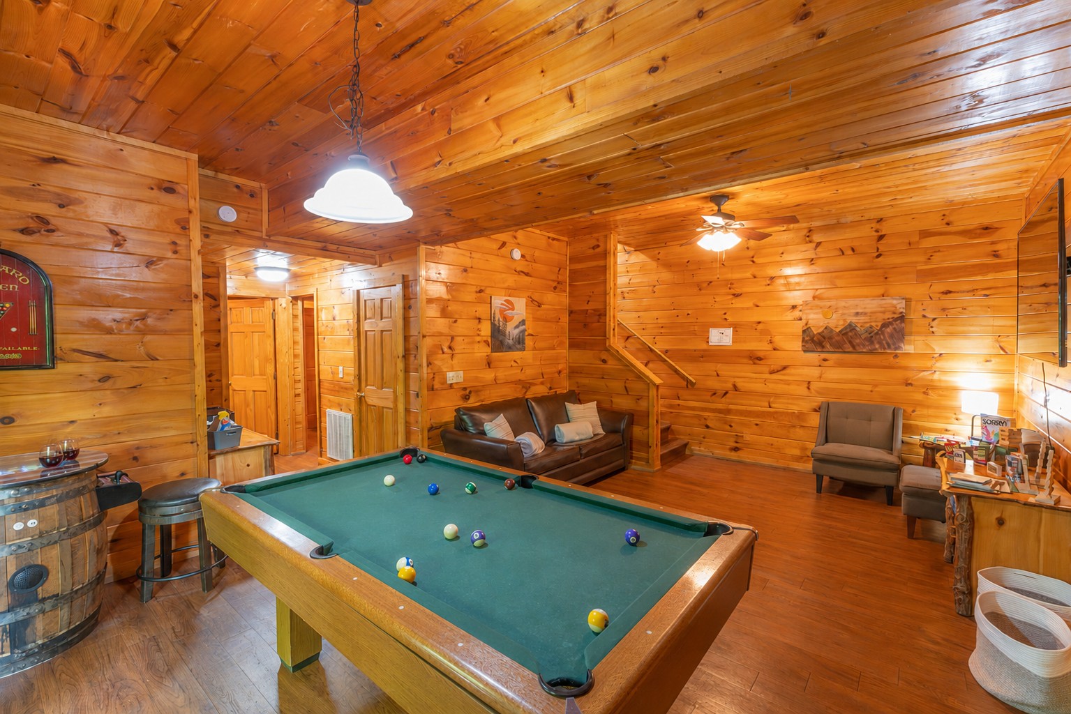 Moving back inside, everyone can be part of the fun in the lower level entertainment area.