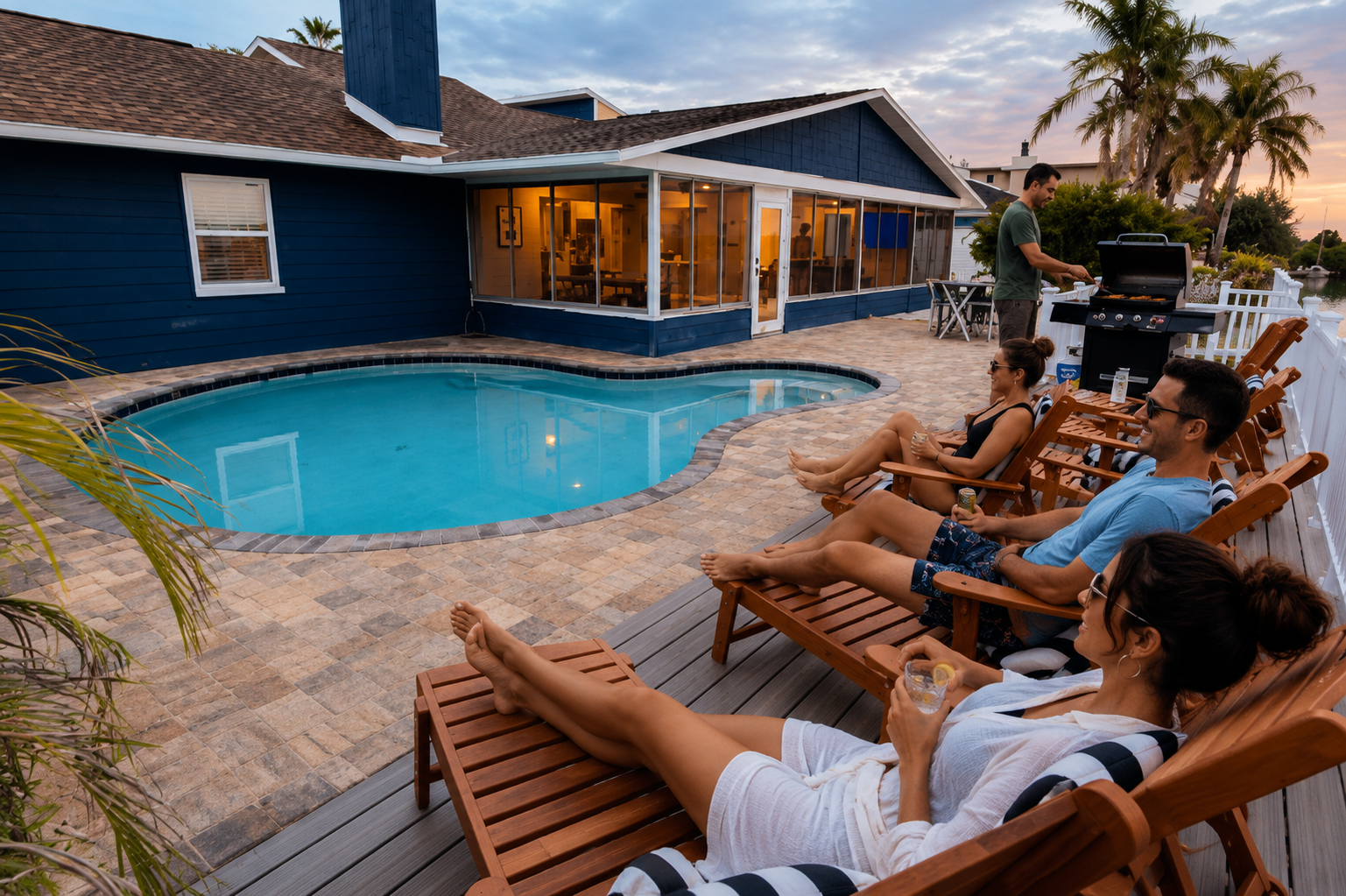 Waterfront Home, 5 bedrooms, Heated Pool, Sunsets!