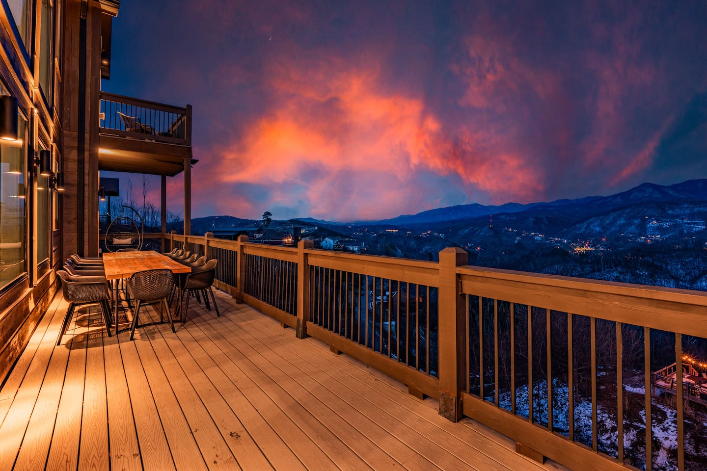 Incredible views of the Smoky Mountains can be enjoyed from the main level deck.


