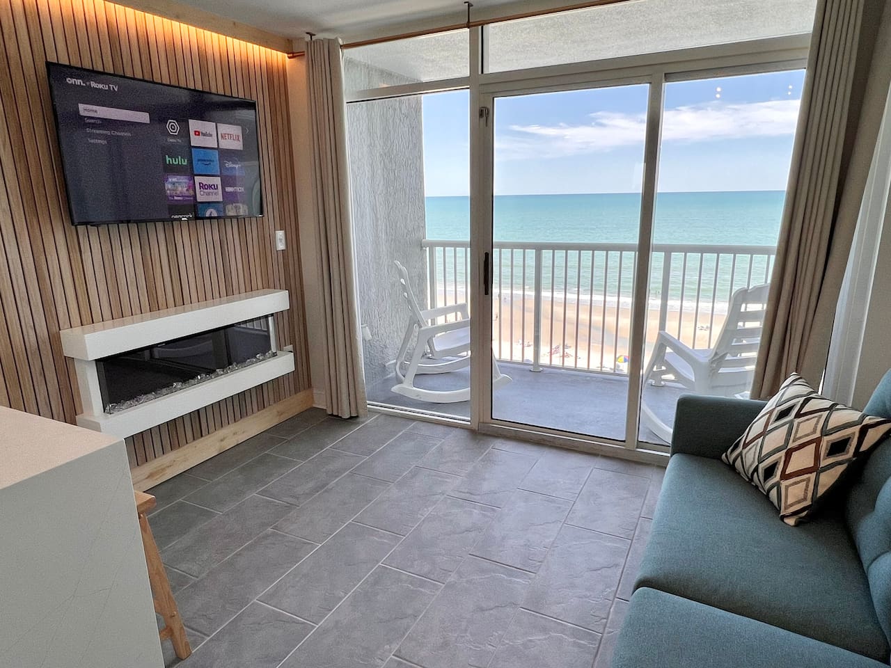 Electric Fireplace with 50" Smart TV and Premium Cable 