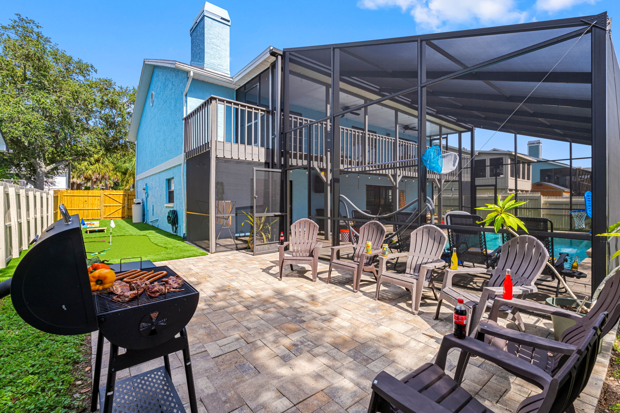 Kick back in one of the many lounge chairs, flip burgers on the grill, and enjoy your own private backyard retreat.