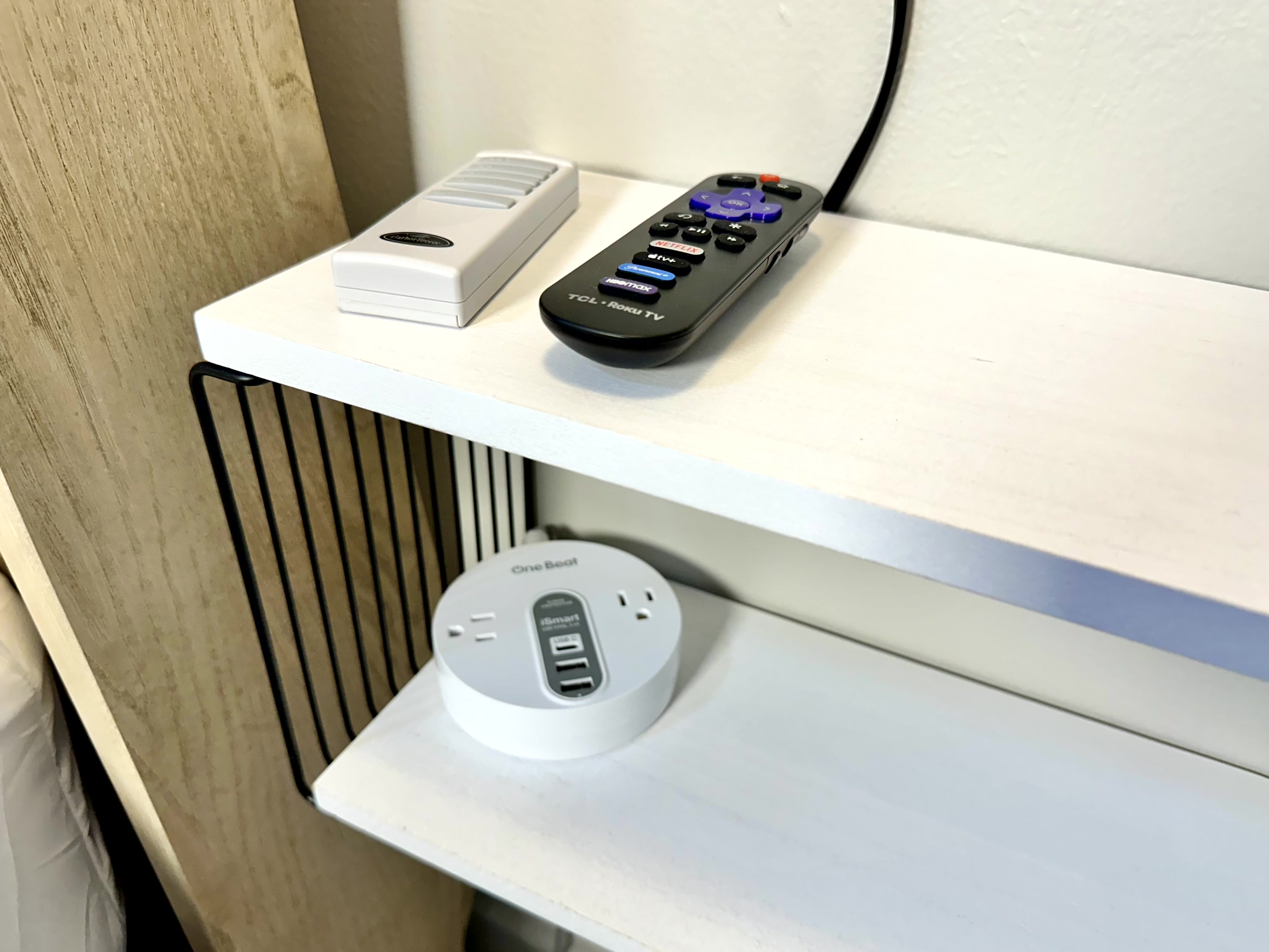 bed-side acess to power and charaging ports
